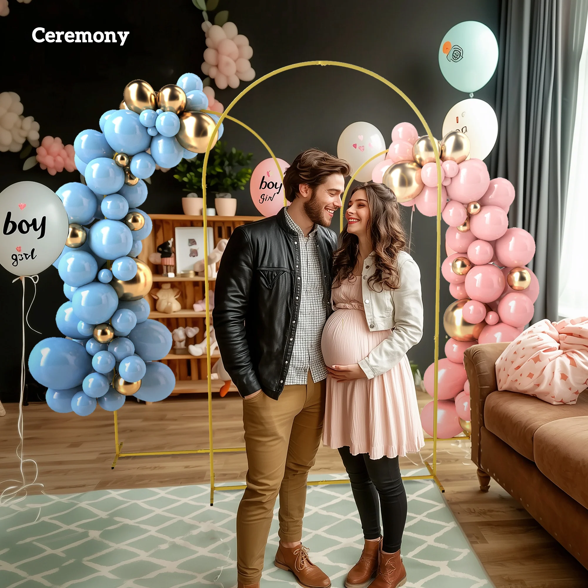 7/6.5/6 ft Metal Balloon Arch Backdrop Stand  for Birthday Party, Ceremony, Set of 3, Gold - Image 10