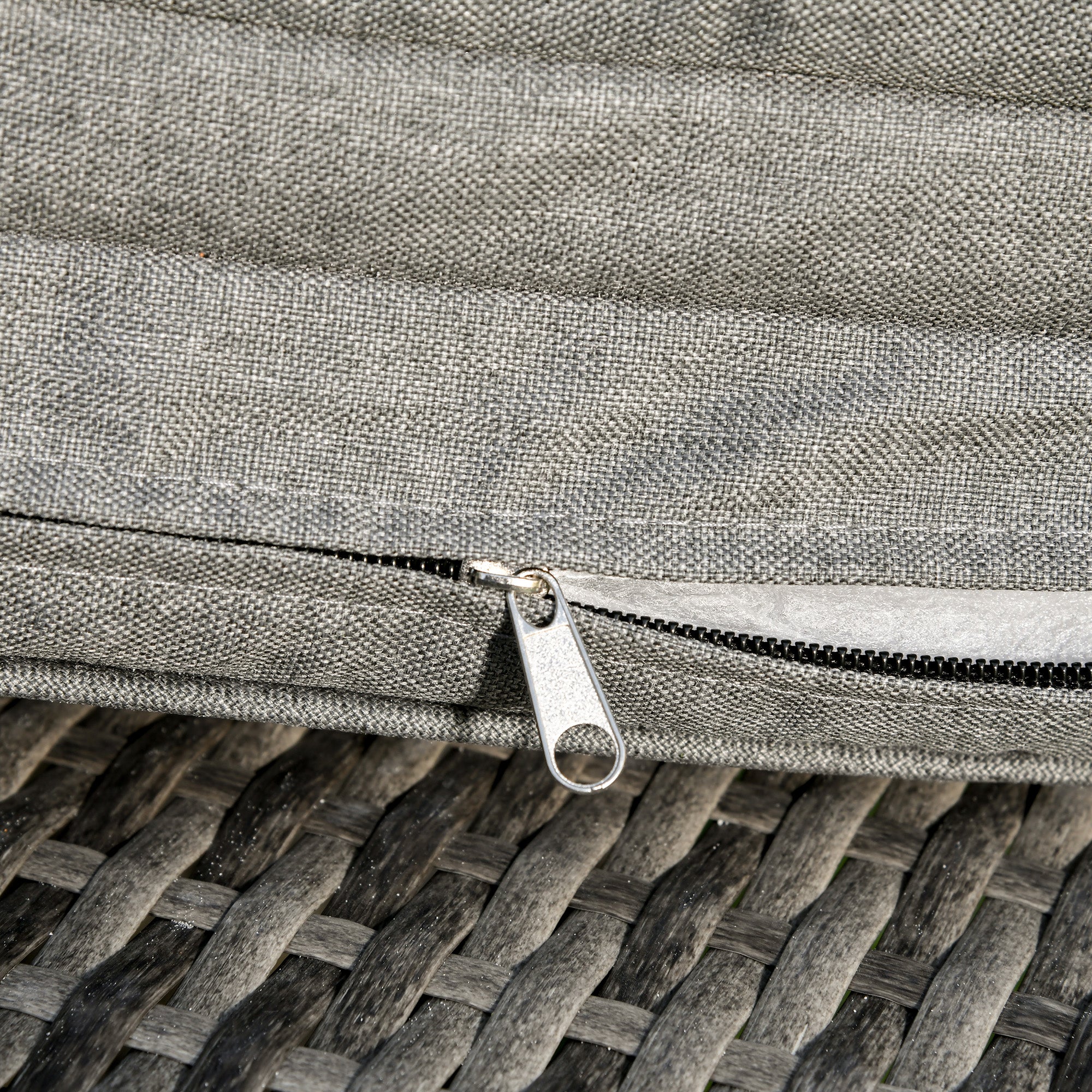 Outdoor Patio Adjustable Wicker Chaise Lounge Chair with Cushion & Wheels, Grey - Image 10