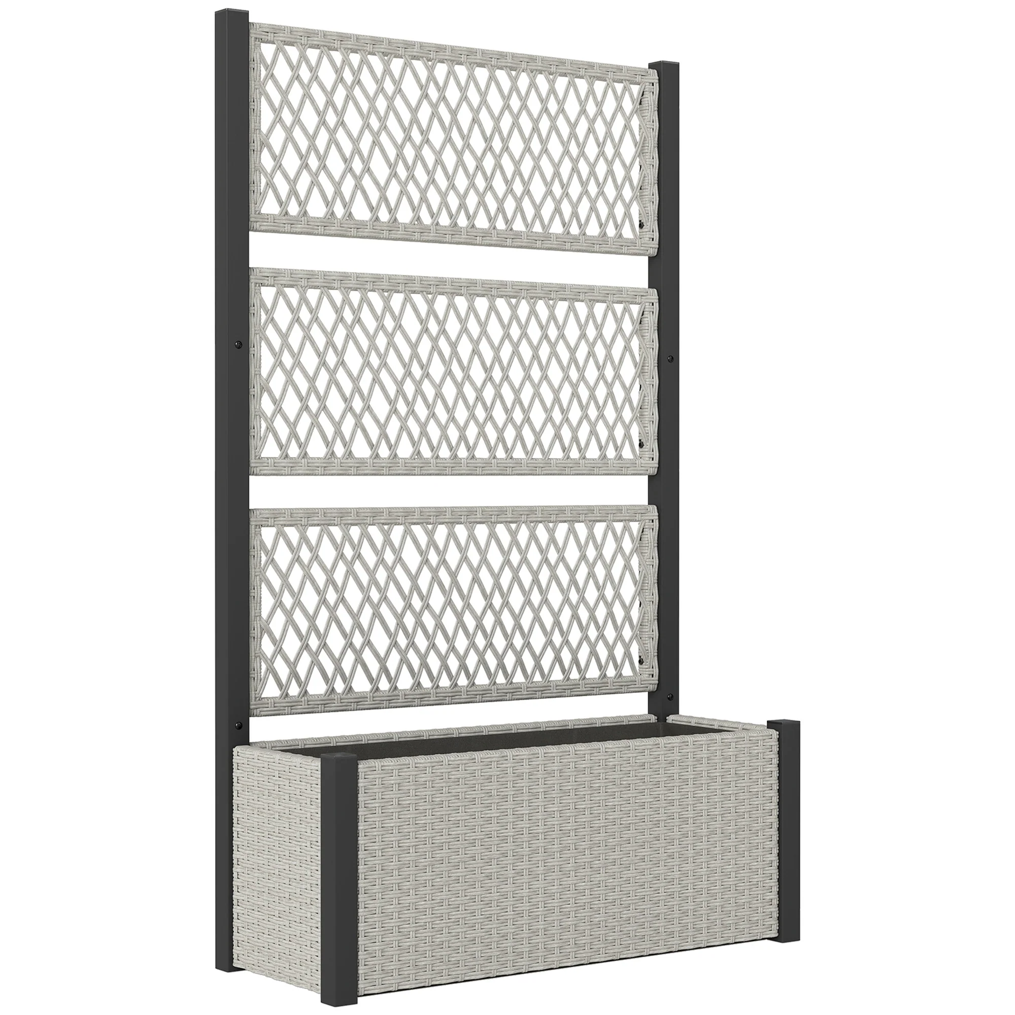 58" Wicker Outdoor Planter with Trellis and Privacy Screen, Mixed Grey - Image 12