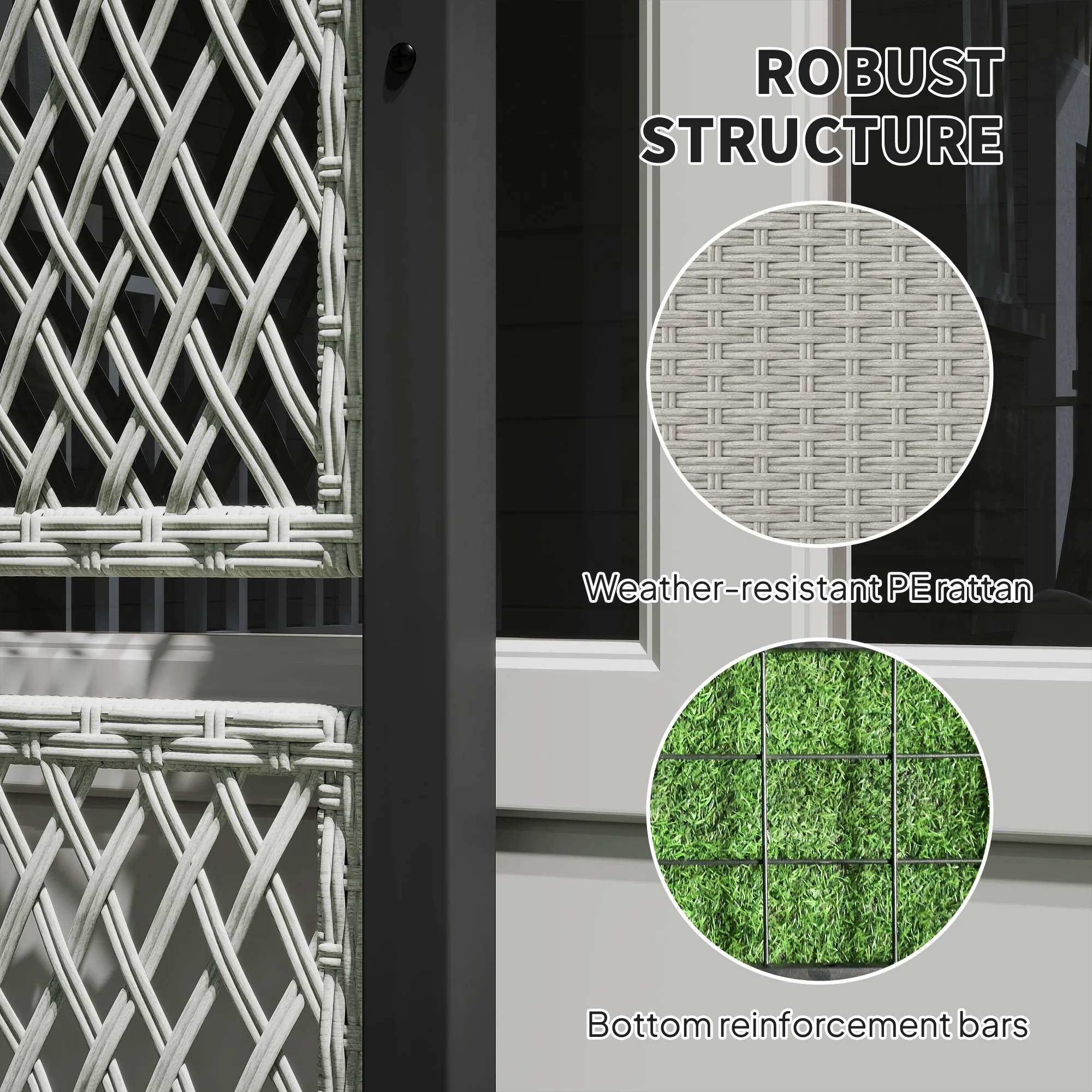 58" Wicker Outdoor Planter with Trellis and Privacy Screen, Mixed Grey - Image 6