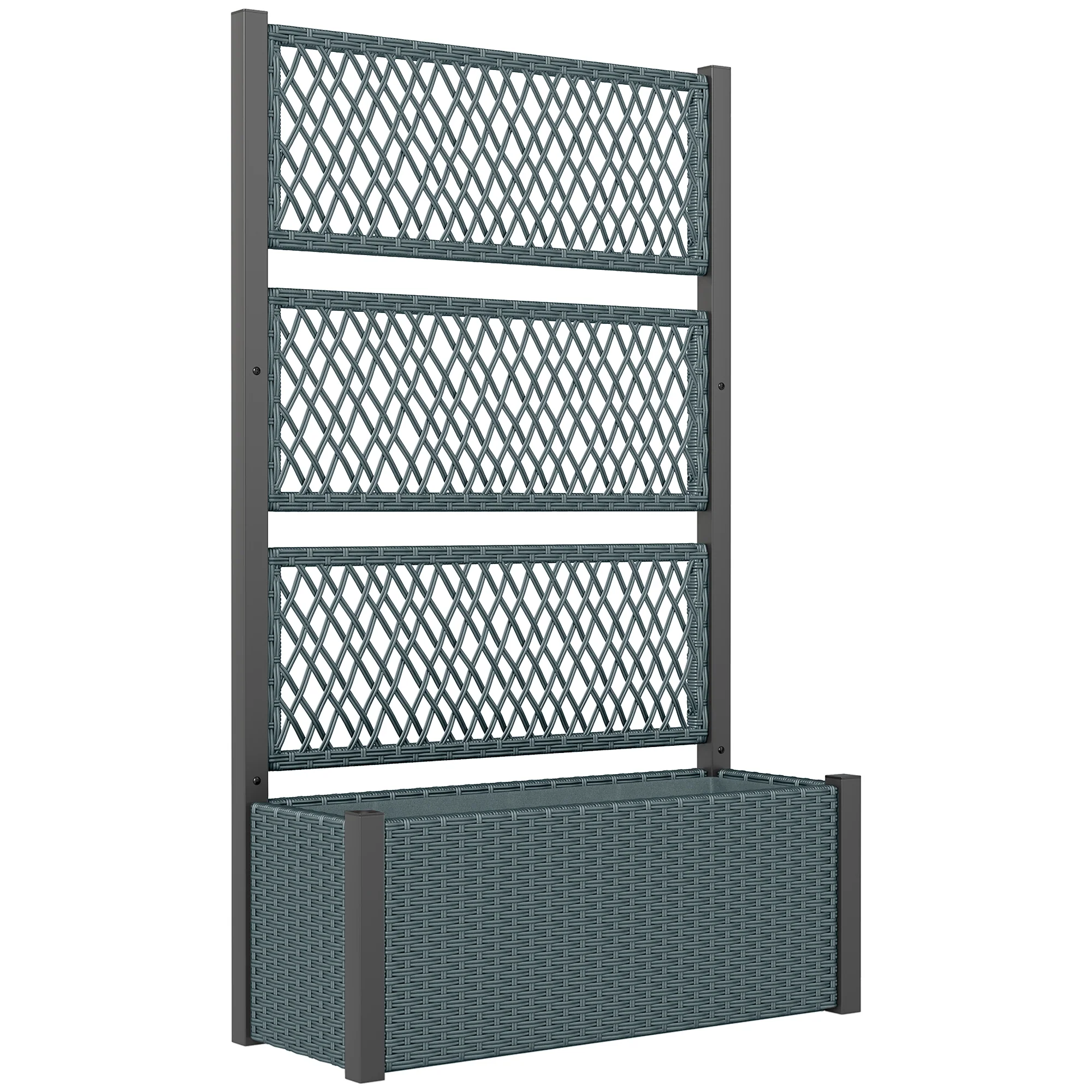 58" Wicker Outdoor Planter with Trellis and Privacy Screen, Dark Grey - Image 12