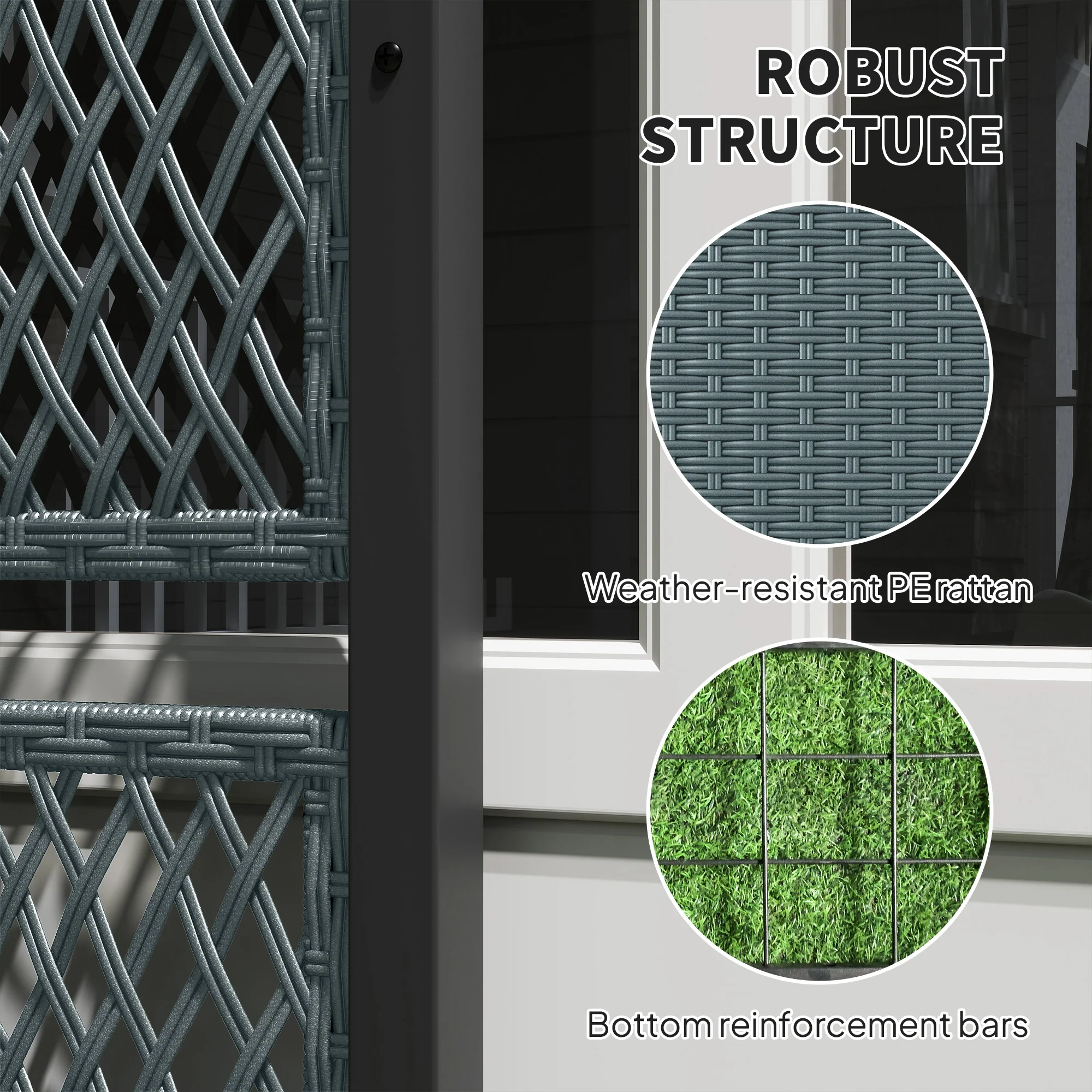 58" Wicker Outdoor Planter with Trellis and Privacy Screen, Dark Grey - Image 6