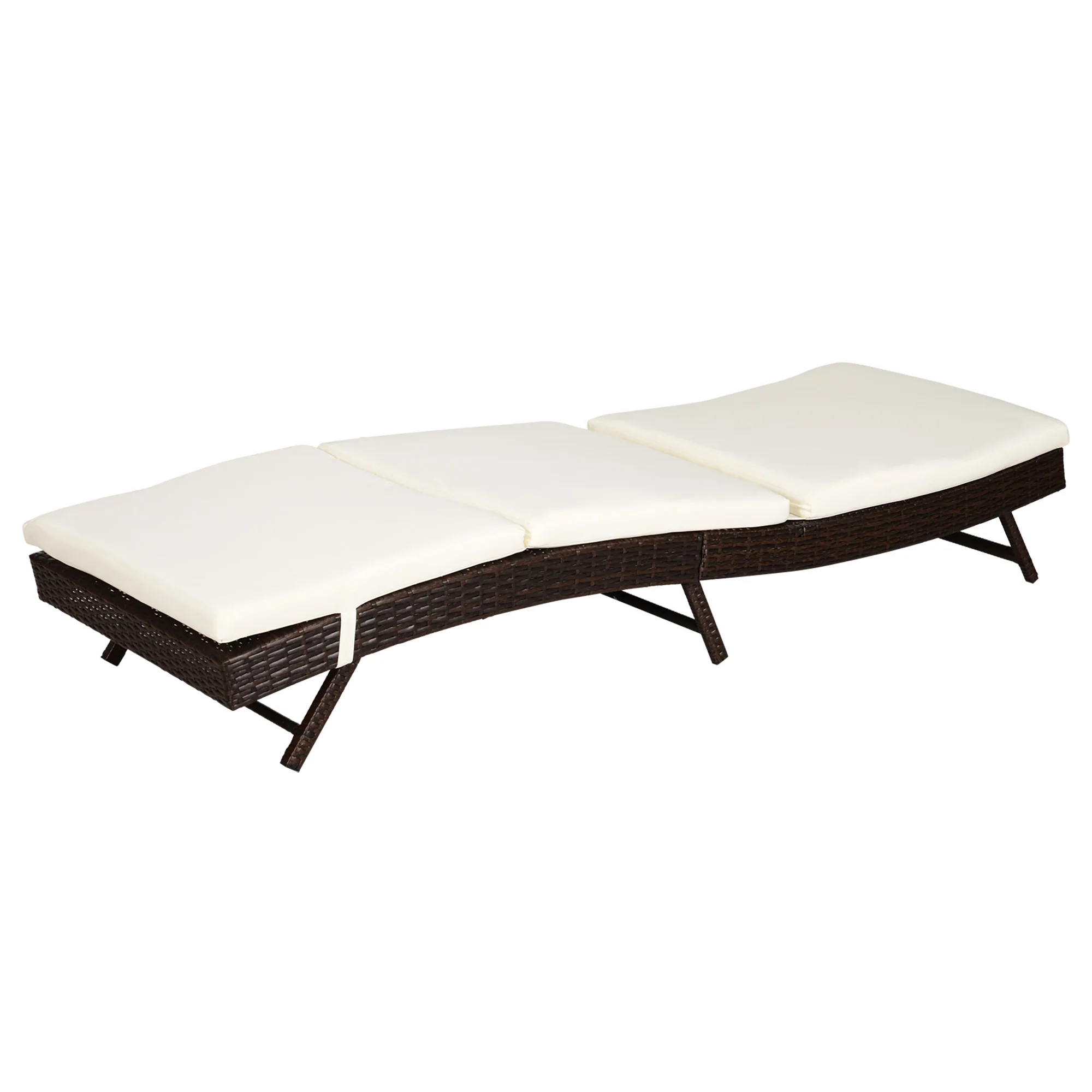 Outdoor Wicker Recliners Lounge Chair w/ 5-Level Adjustable Backrest, Cushion, Cream White - Image 12