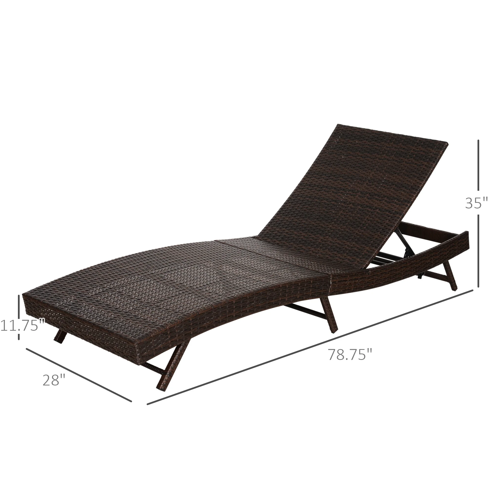 Outdoor Wicker Recliners Lounge Chair w/ 5-Level Adjustable Backrest, Cushion, Cream White - Image 5