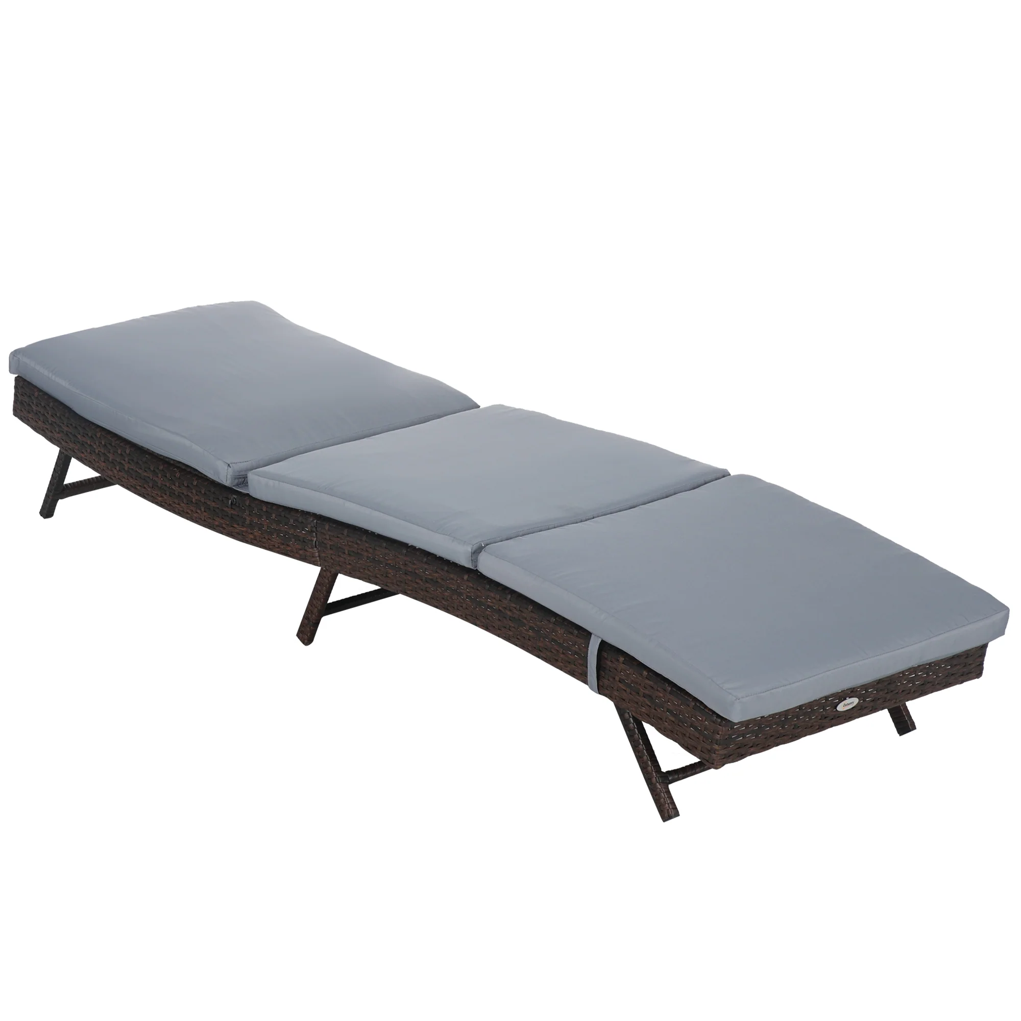 Outdoor Wicker Recliners Lounge Chair w/ 5-Level Adjustable Backrest, Cushion, Grey - Image 2