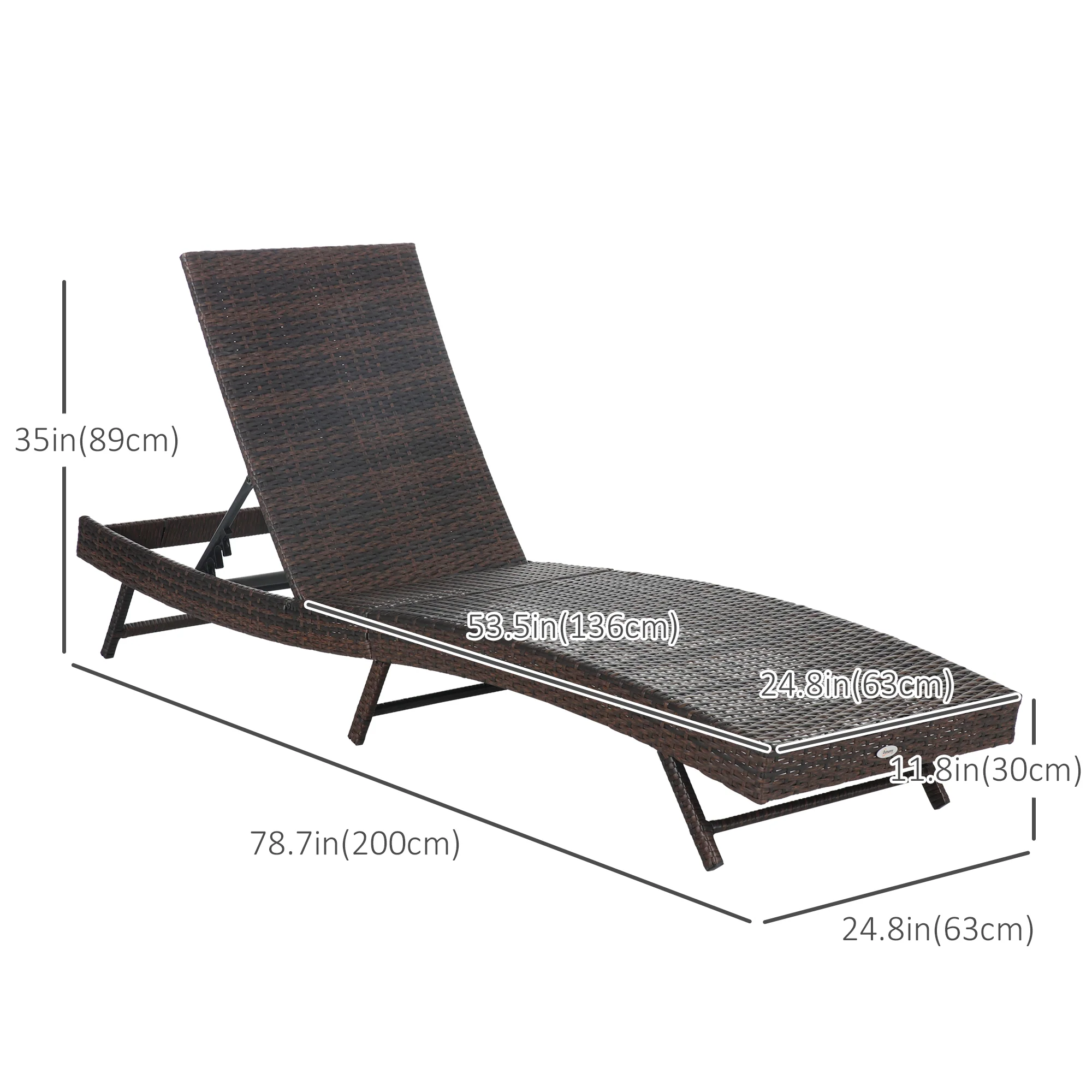 Outdoor Wicker Recliners Lounge Chair w/ 5-Level Adjustable Backrest, Cushion, Grey - Image 5