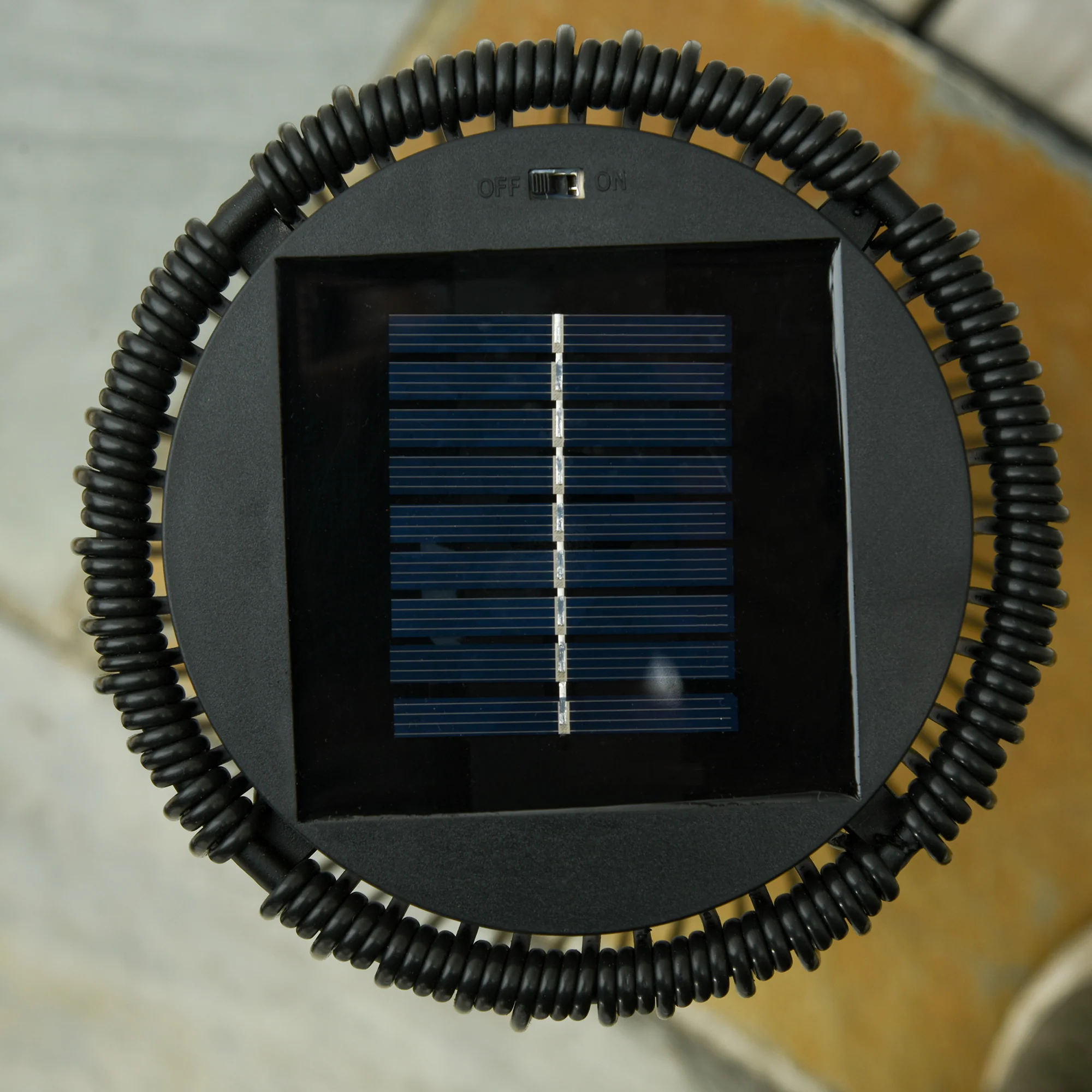 24" Wicker Solar Floor Lamp with Auto On/Off LED Lights, Black - Image 10