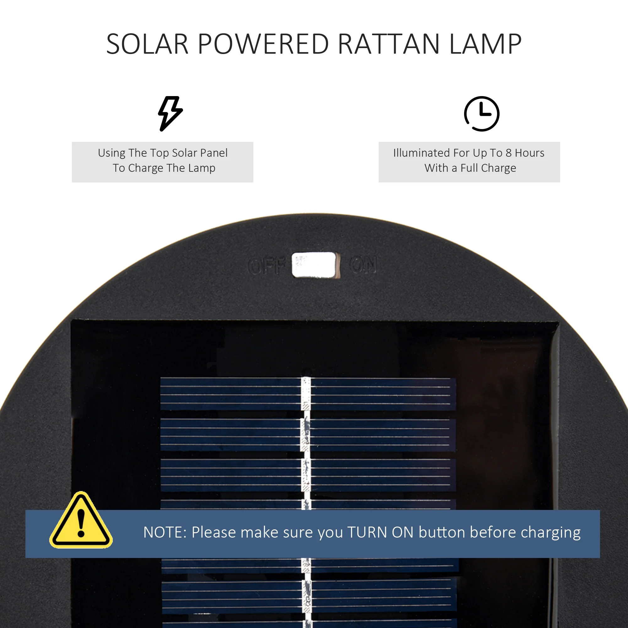 24" Wicker Solar Floor Lamp with Auto On/Off LED Lights, Black - Image 7