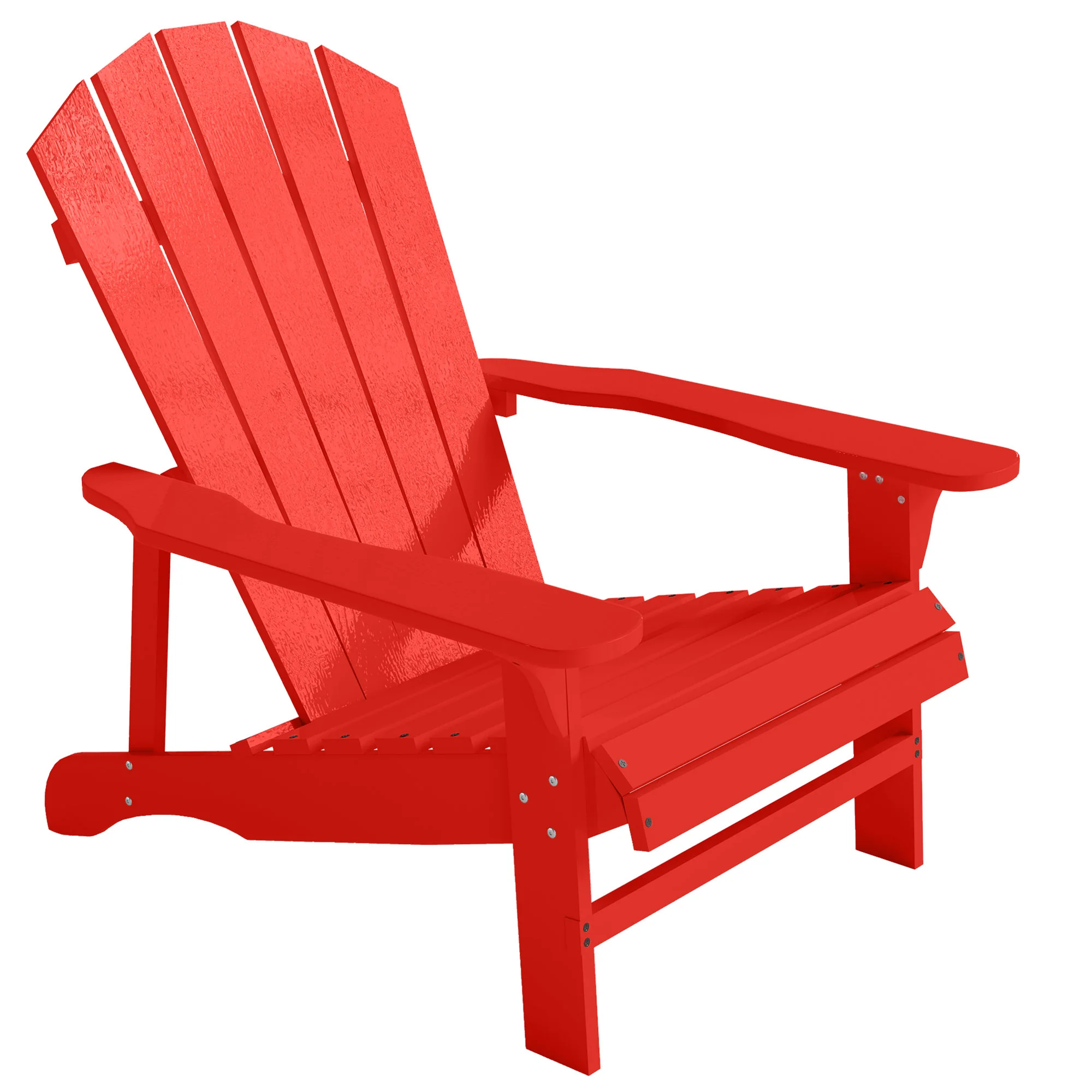 Wood Adirondack Muskoka Chair with Slatted Design for Deck, Garden, Backyard, Red - Image 12