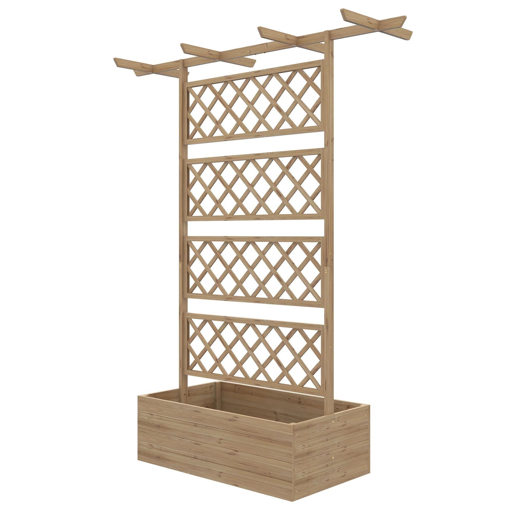 Wood Planter with Trellis, Privacy Screen Planter Box to Grow Vegetables, Herbs and Flowers, Natural - Image 2