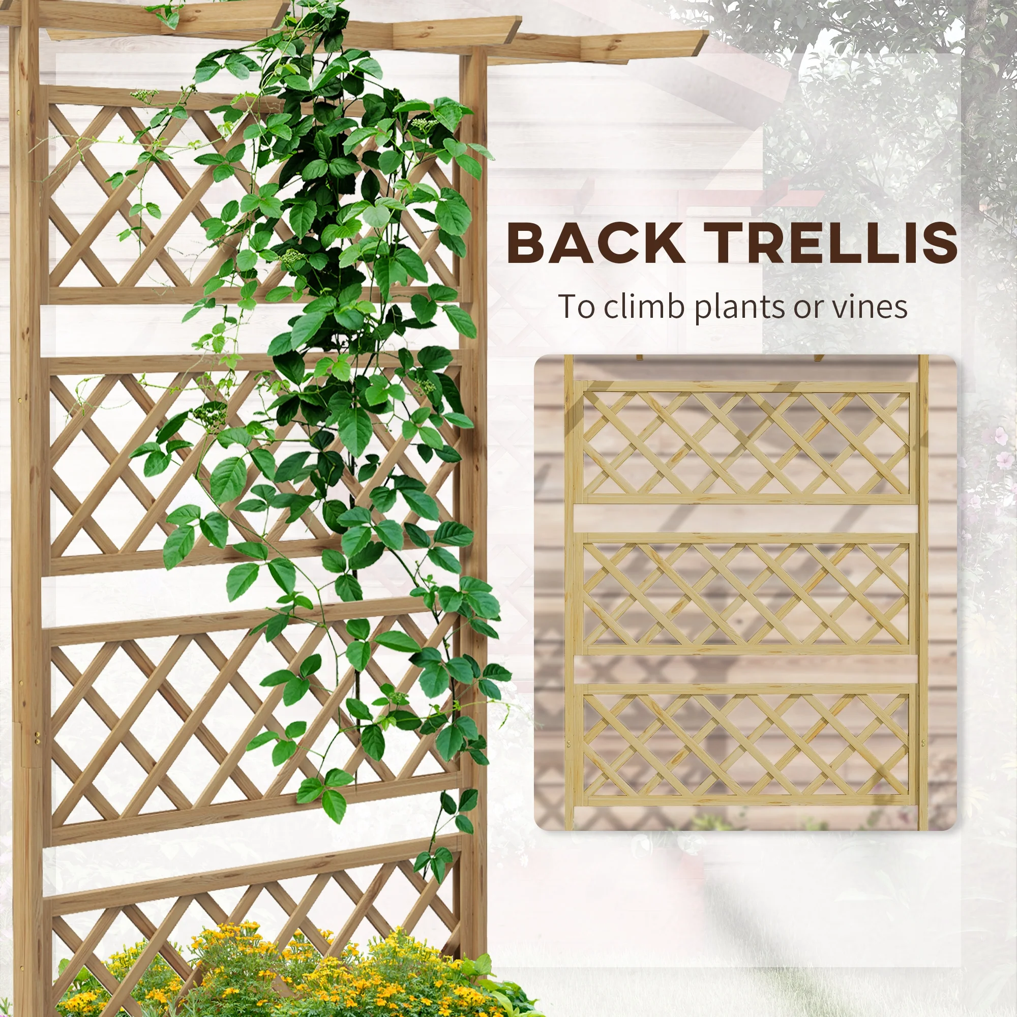 Wood Planter with Trellis, Privacy Screen Planter Box to Grow Vegetables, Herbs and Flowers, Natural - Image 6