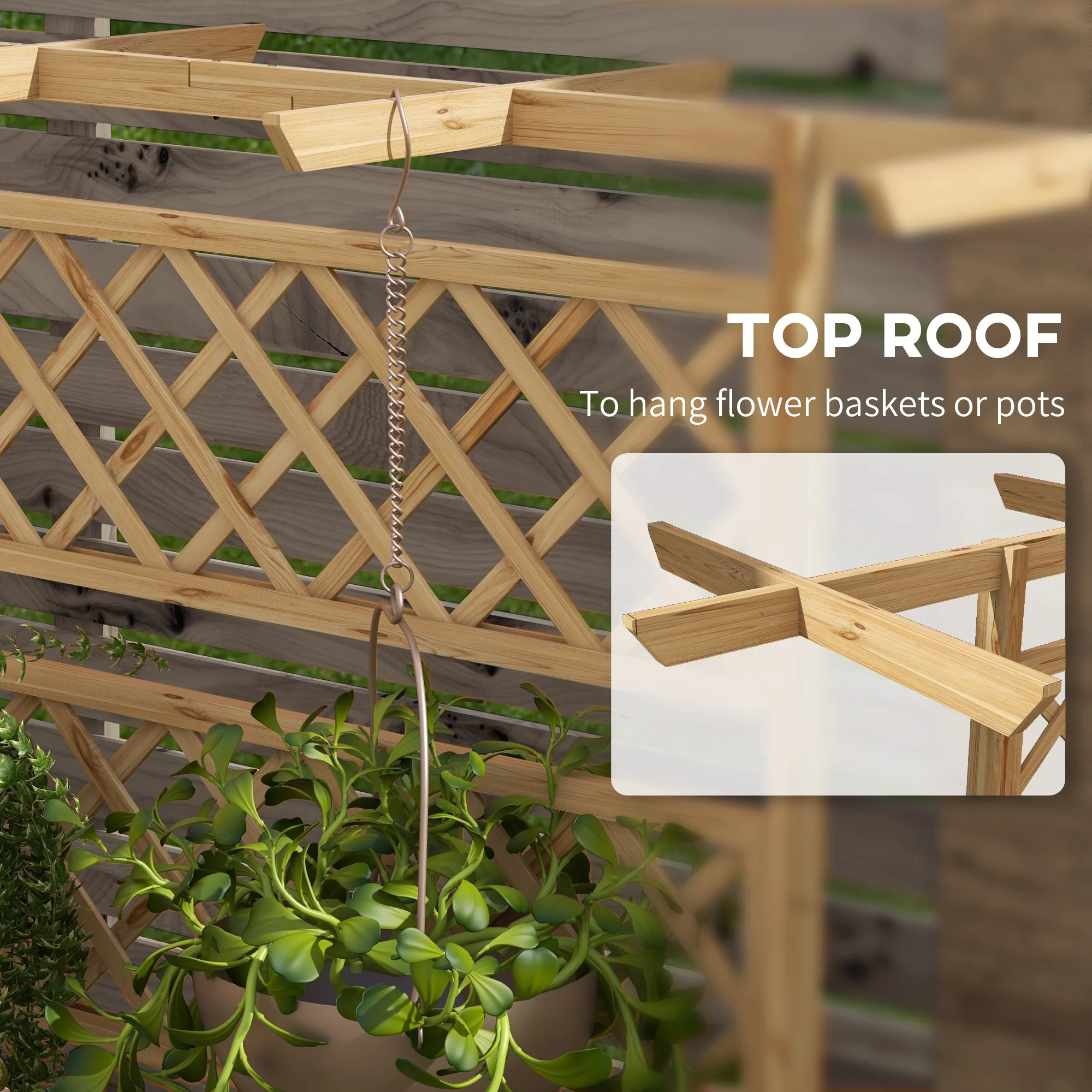 Wood Planter with Trellis, Privacy Screen Planter Box to Grow Vegetables, Herbs and Flowers, Natural - Image 7