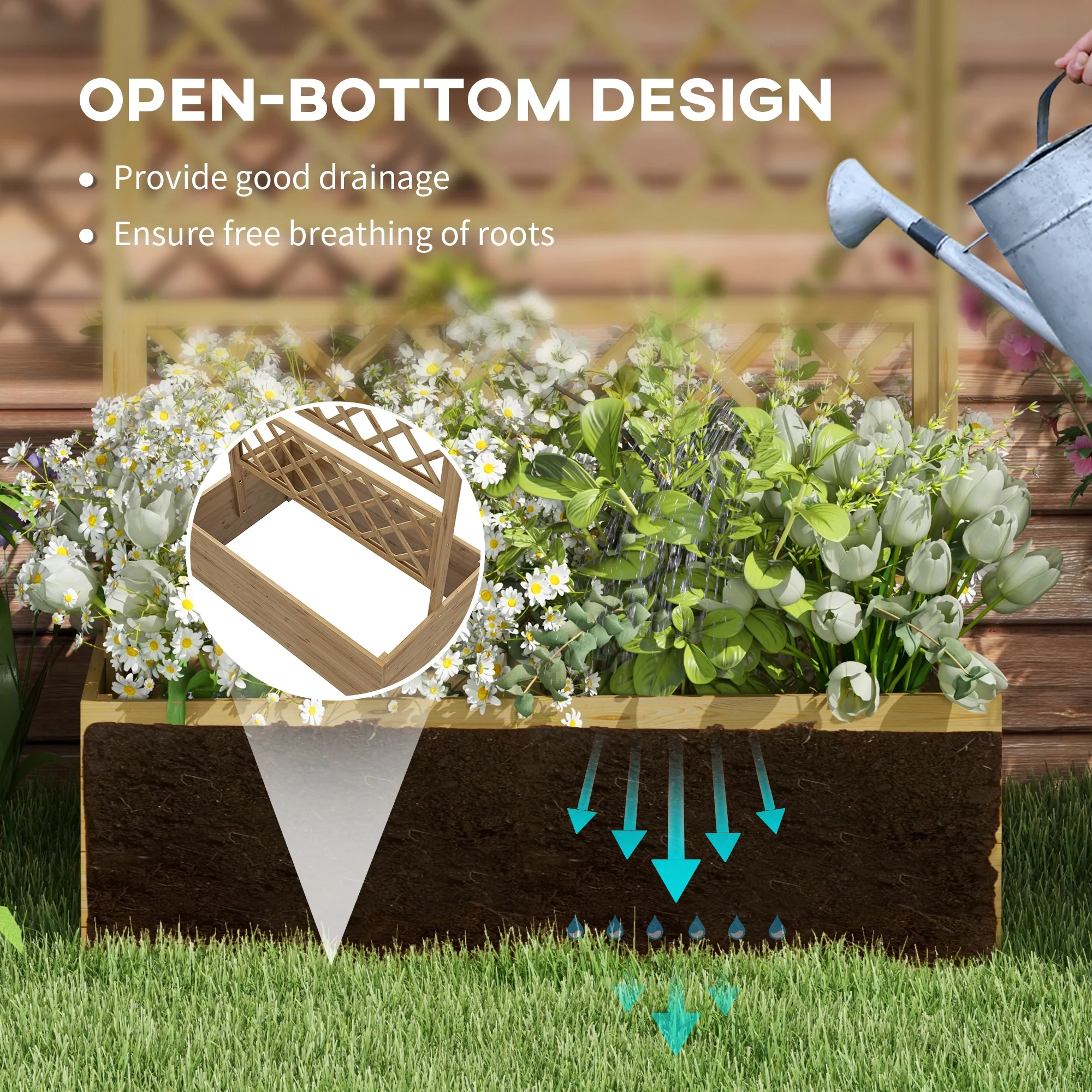 Wood Planter with Trellis, Privacy Screen Planter Box to Grow Vegetables, Herbs and Flowers, Natural - Image 8