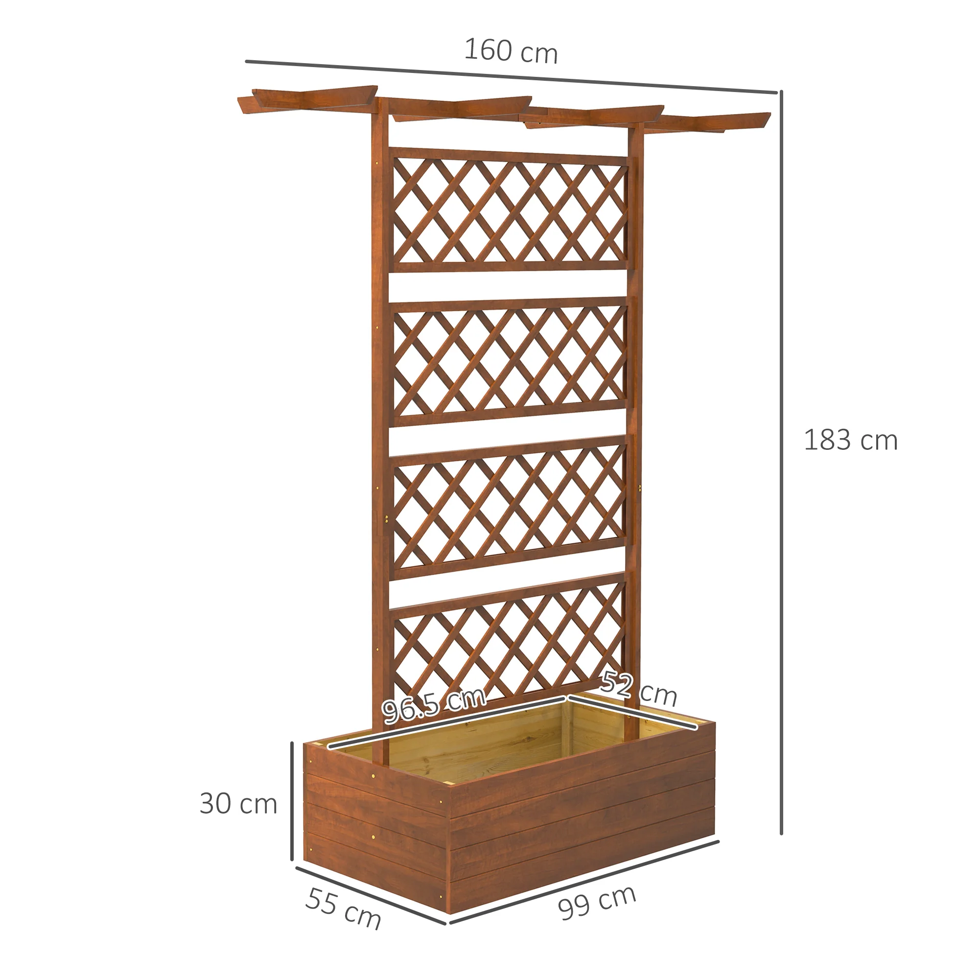 Wood Planter with Trellis, Raised Garden Bed Privacy Screen Planter Box to Grow Vegetables, Herbs and Flowers for Garden, Patio, Deck, Orange - Image 5