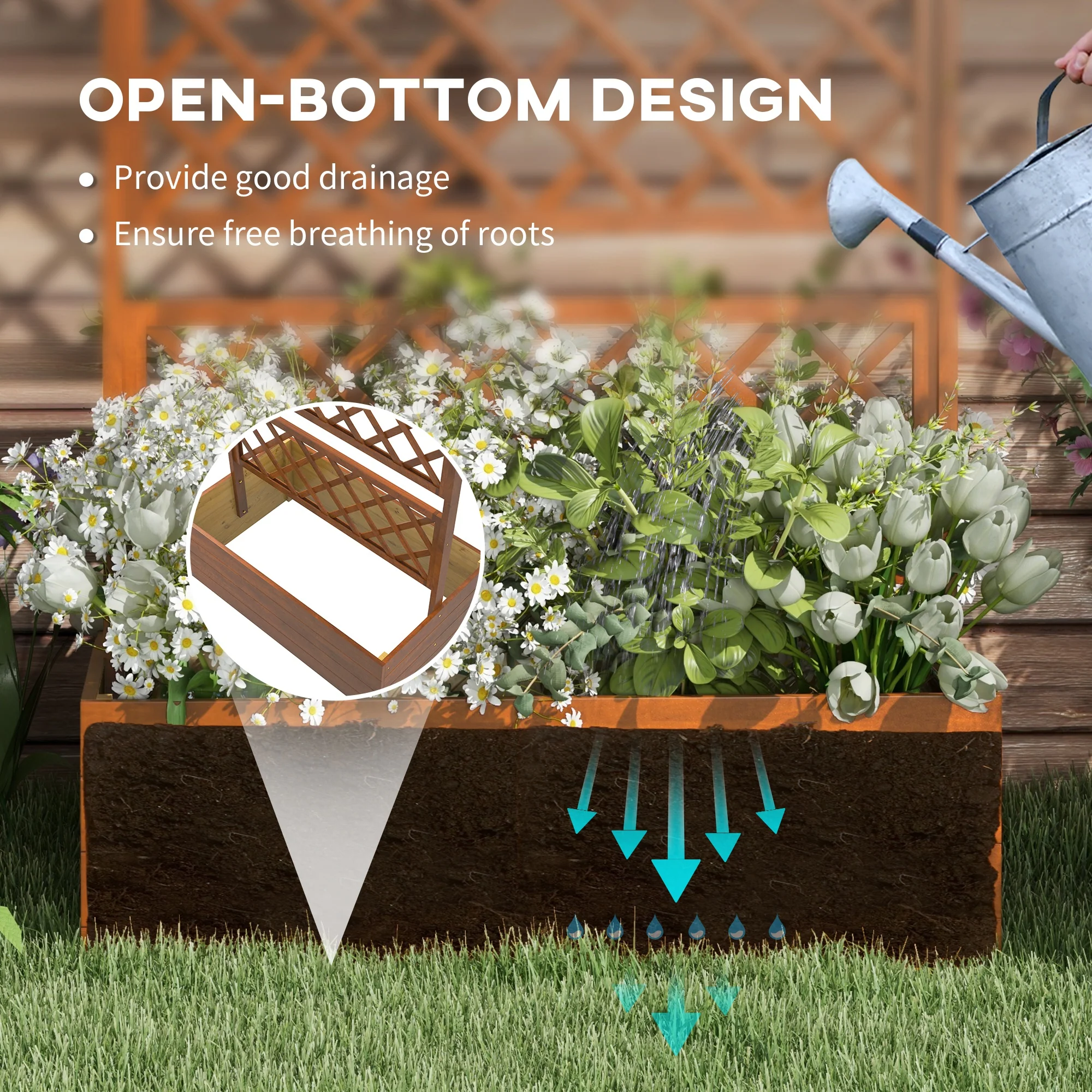 Wood Planter with Trellis, Raised Garden Bed Privacy Screen Planter Box to Grow Vegetables, Herbs and Flowers for Garden, Patio, Deck, Orange - Image 8
