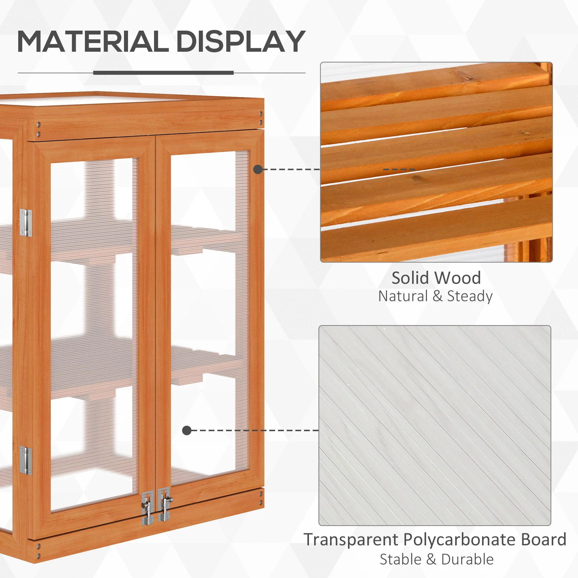 Wooden 2 Tier Cold Frame Greenhouse with Polycarbonate Panels, Orange - Image 6