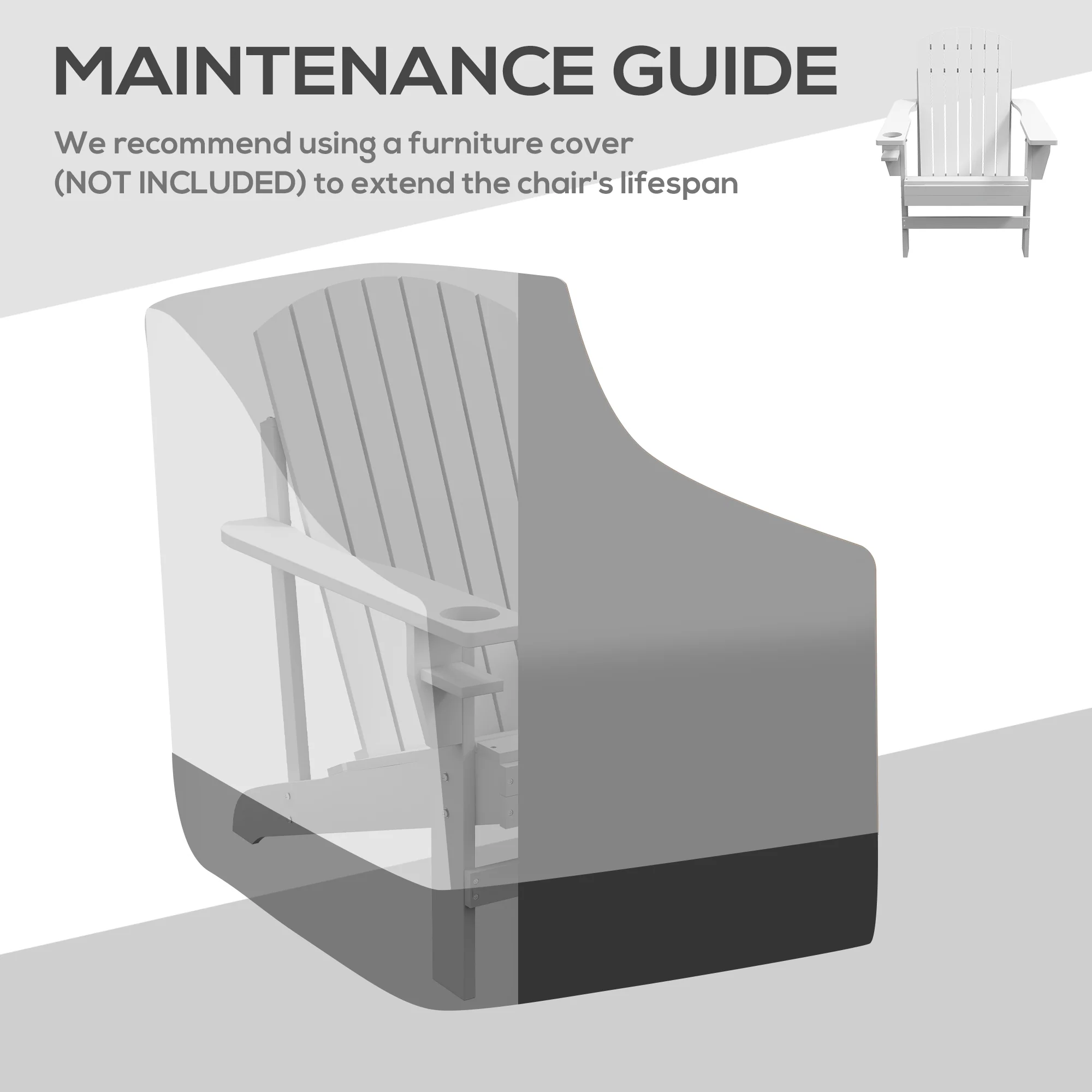 Wooden Adirondack Chair with Cup Holder, White - Image 11