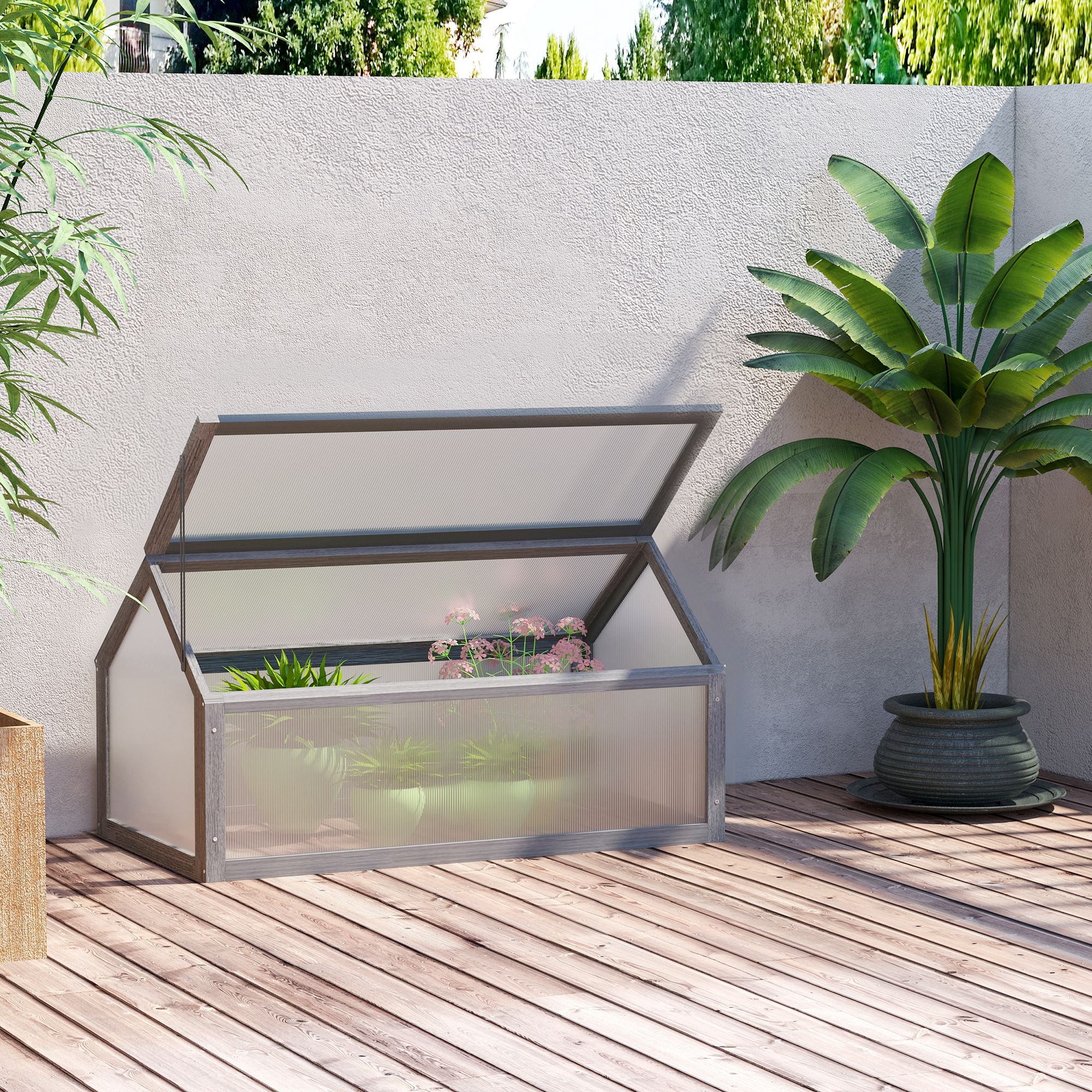 NookGrow Garden Portable Raised Planter with Openable Top, 35.5" x 20.5" x 19.5", Grey - Image 4