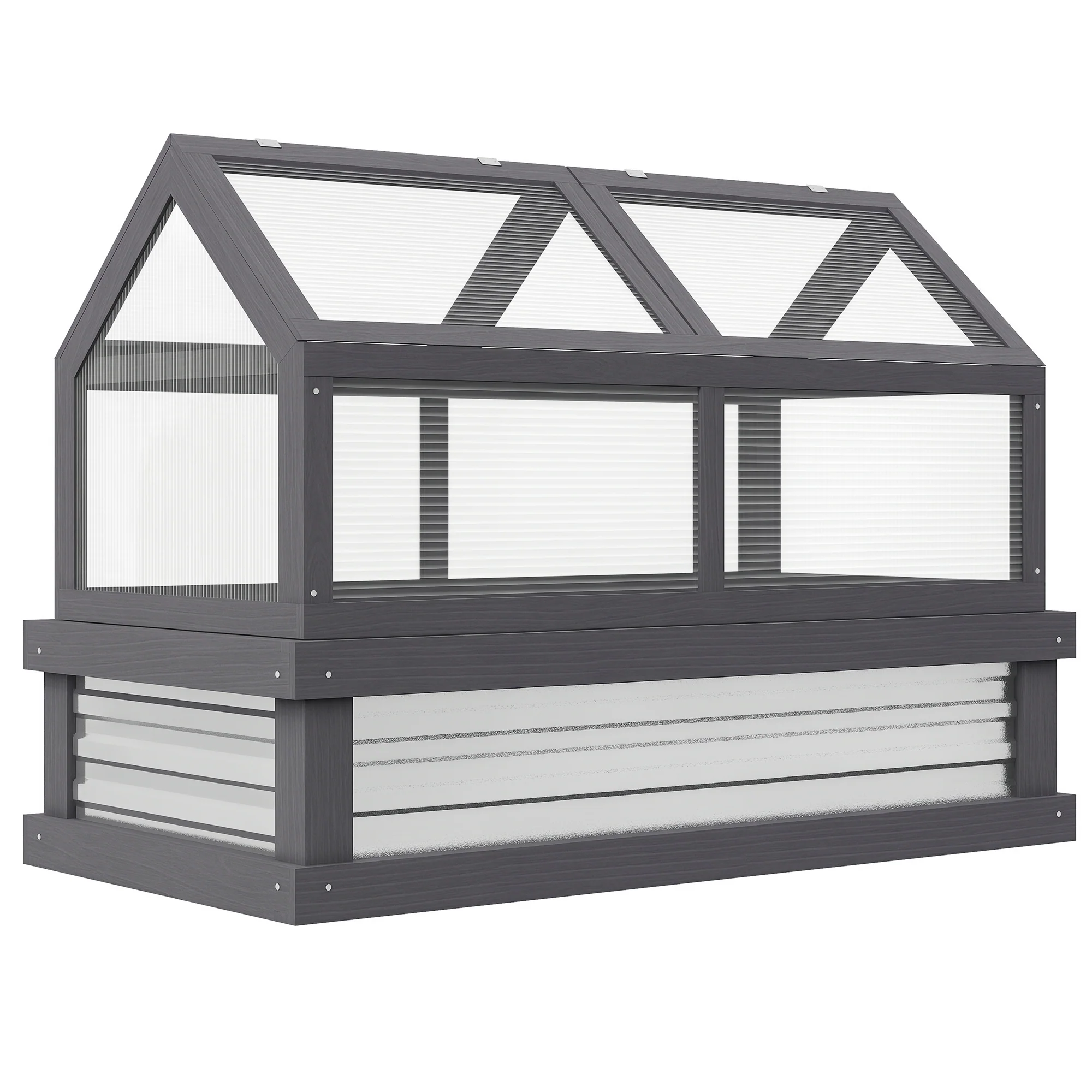 NookGrow 48" x 24" x 32" Wooden Cold Frame Greenhouse, Grey