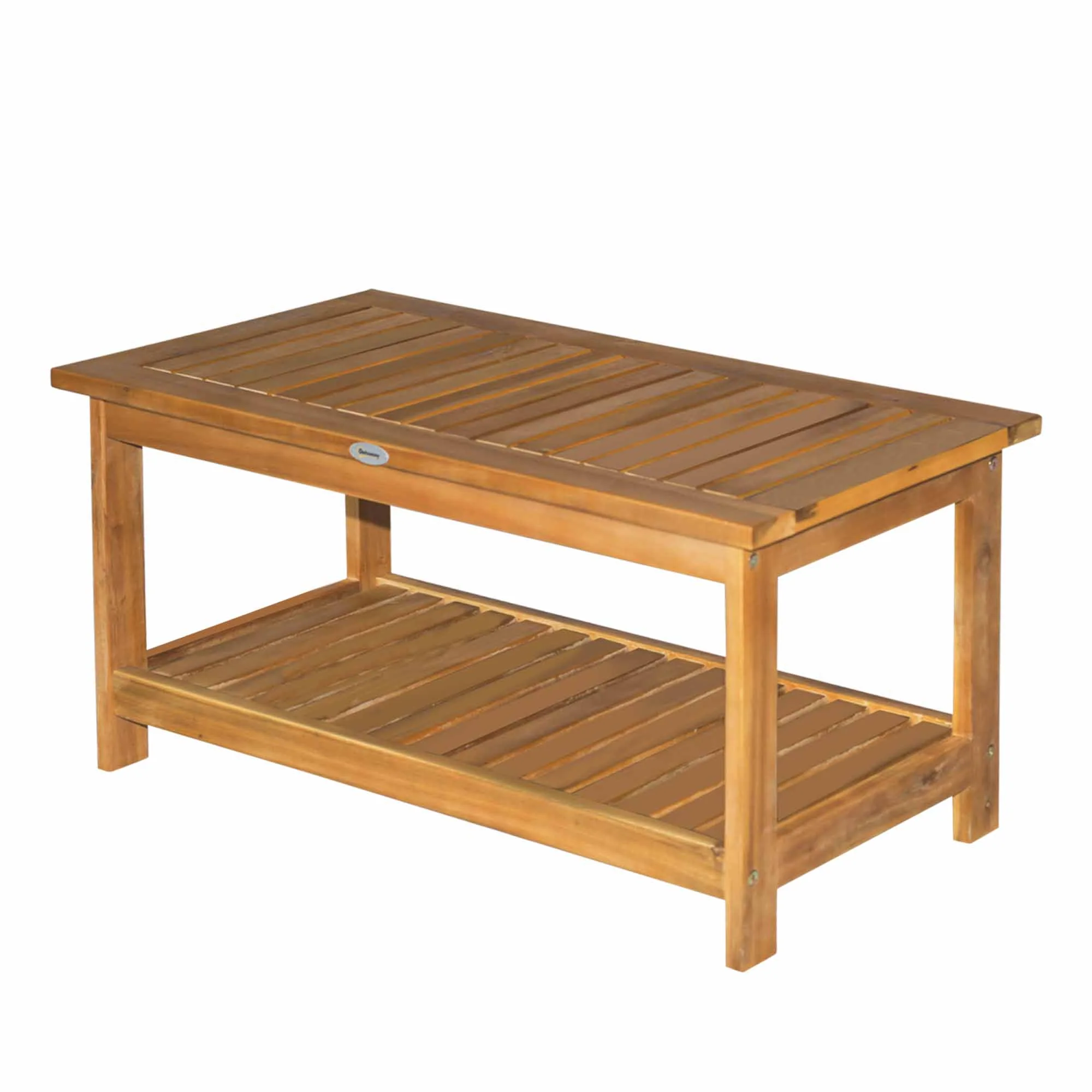 Wooden Side Table with Bottom Storage Shelf for Garden, Patio, 90 x 45 x 43 cm, Teak - Image 12