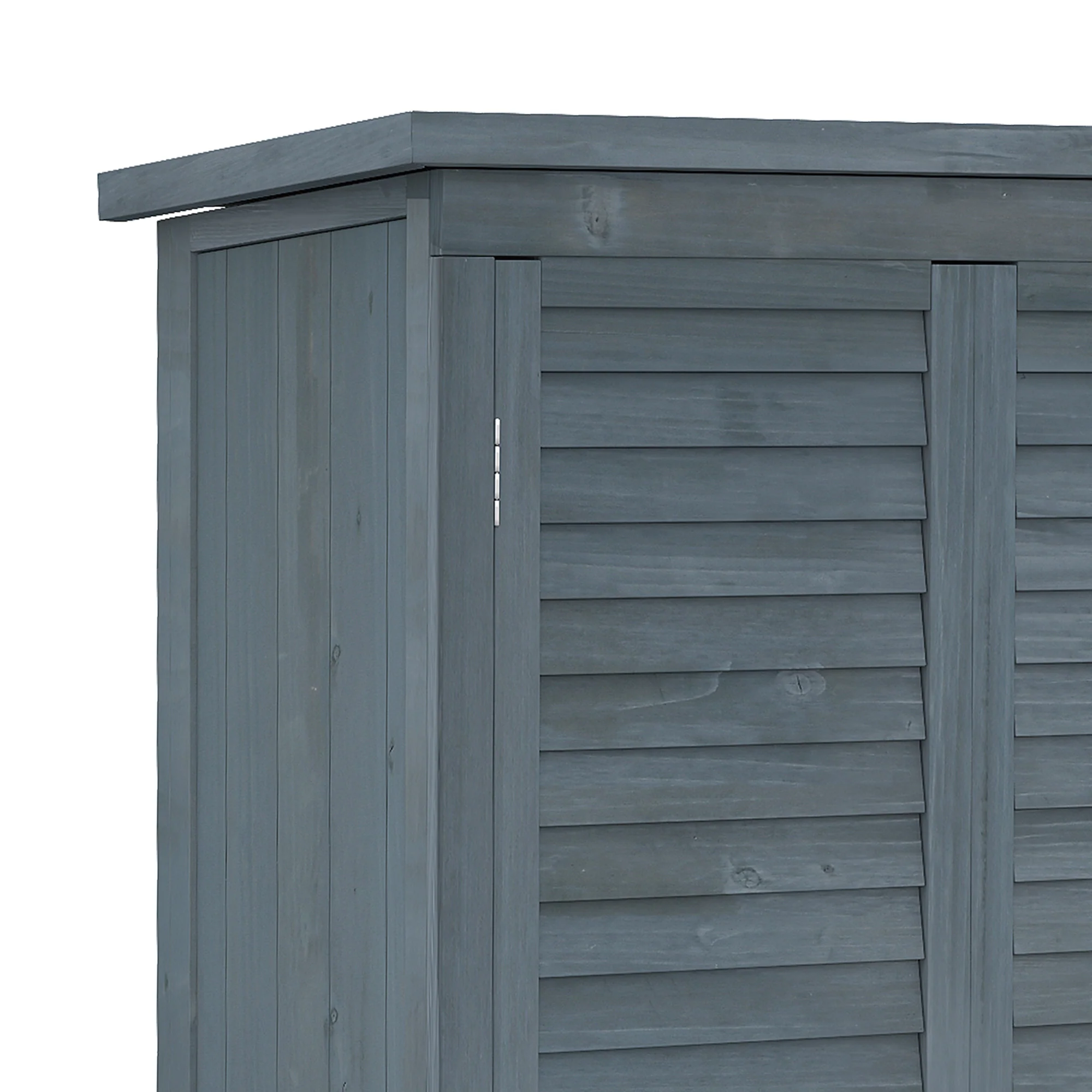 Wooden Garden Shed with 3-Tier Shelves & Asphalt Roof, 34" x 18" x 63", Grey - Image 11