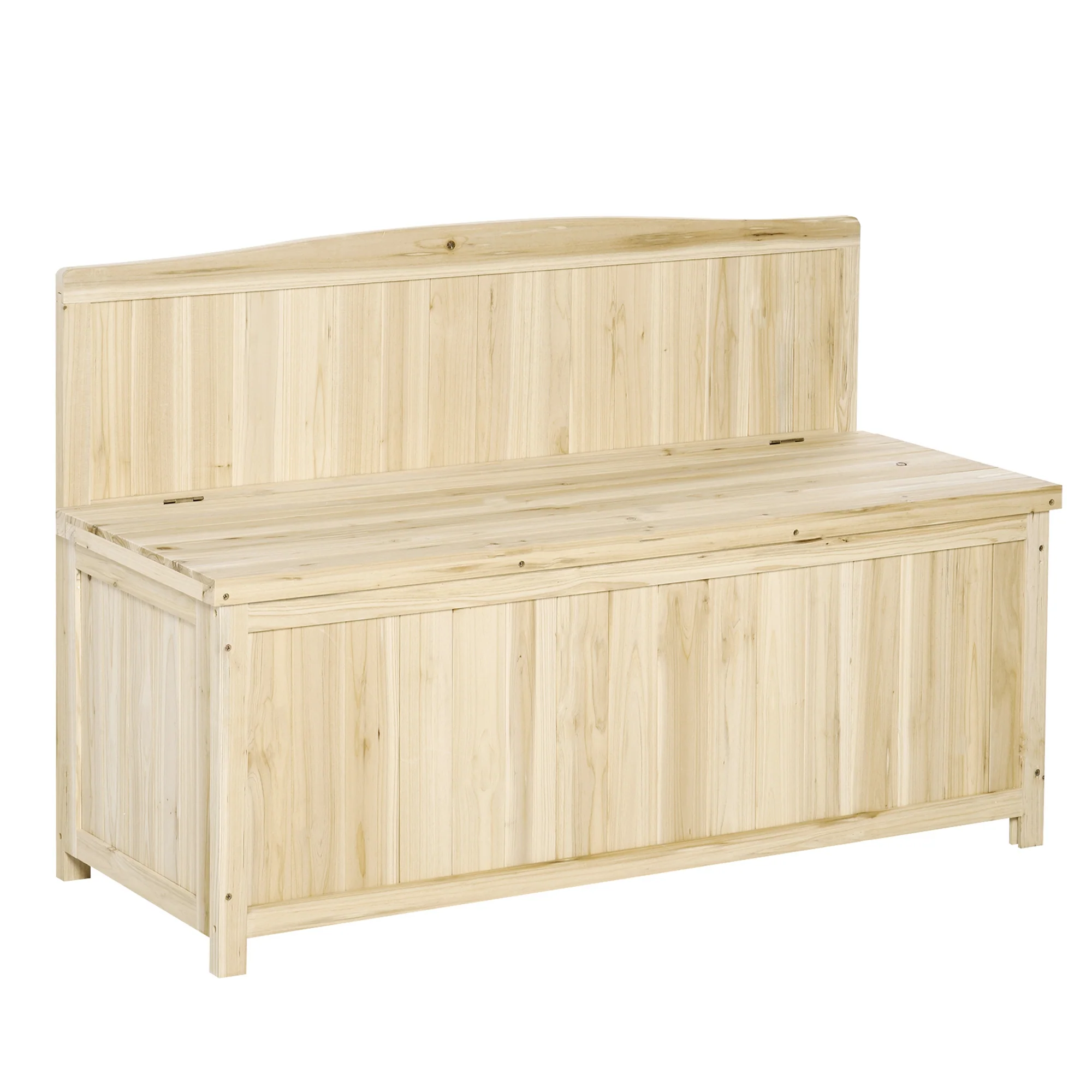 Wooden Garden Bench with Storage Box, Outdoor Patio Seating, 45.3" x 17.7" x 29.5", Natural