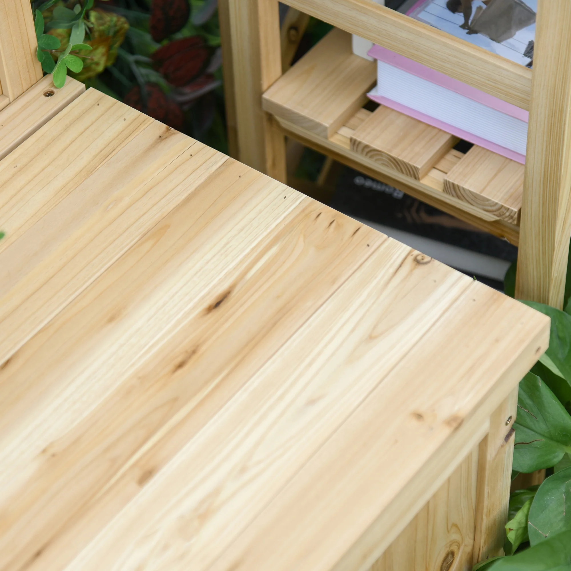 Wooden Garden Bench with Storage Box, Outdoor Patio Seating, 45.3" x 17.7" x 29.5", Natural - Image 10