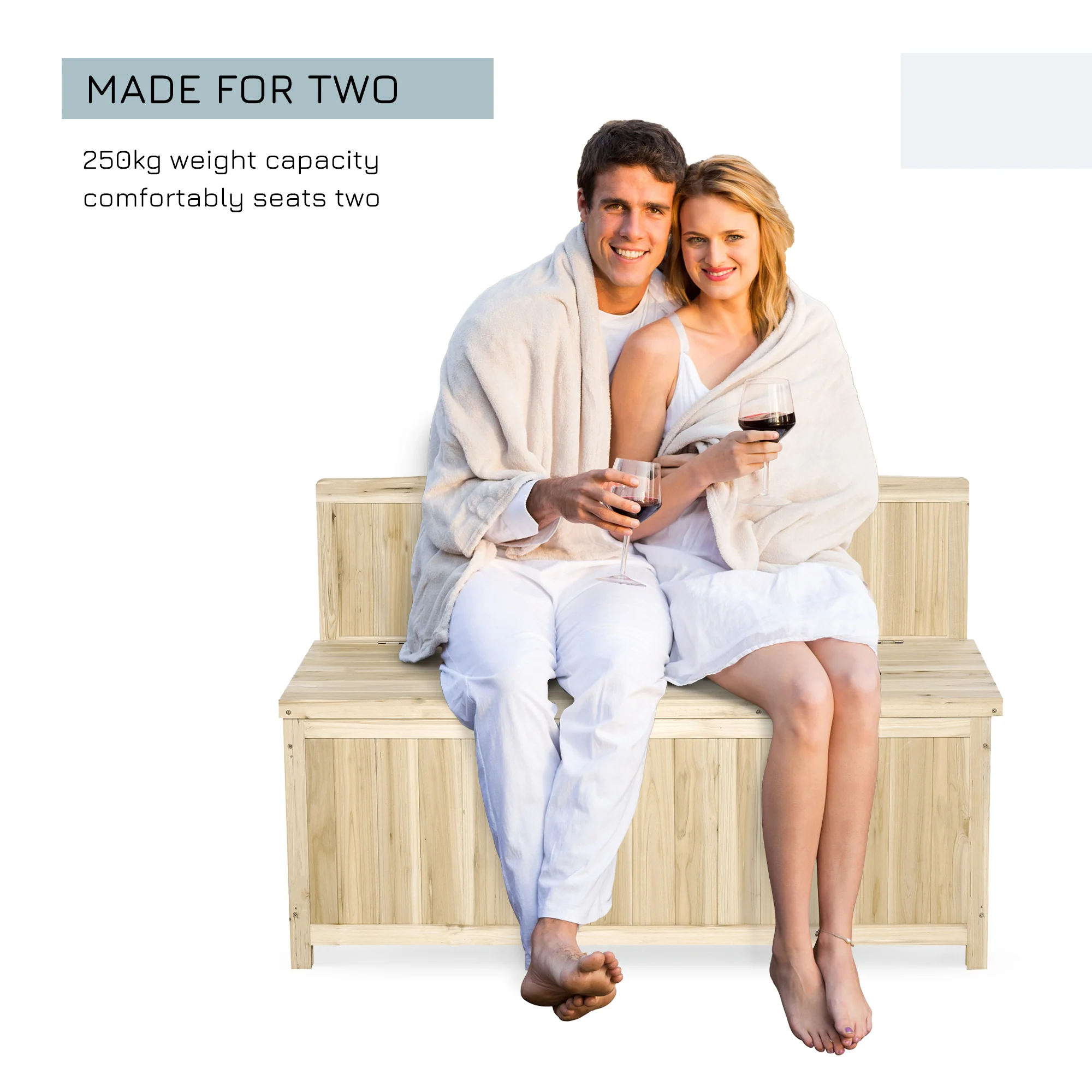 Wooden Garden Bench with Storage Box, Outdoor Patio Seating, 45.3" x 17.7" x 29.5", Natural - Image 9