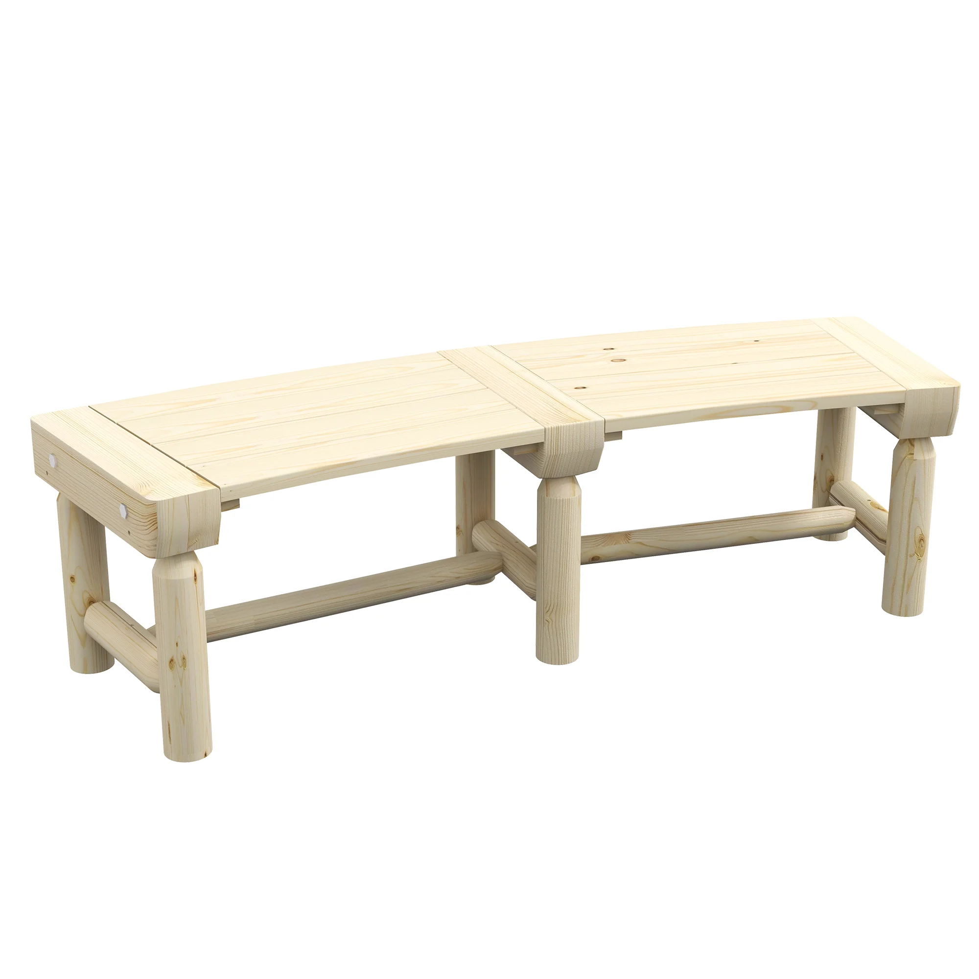 Wooden Outdoor Bench, Wrap Around Tree Bench with Slatted Seat for Yard, Garden, Natural - Image 12