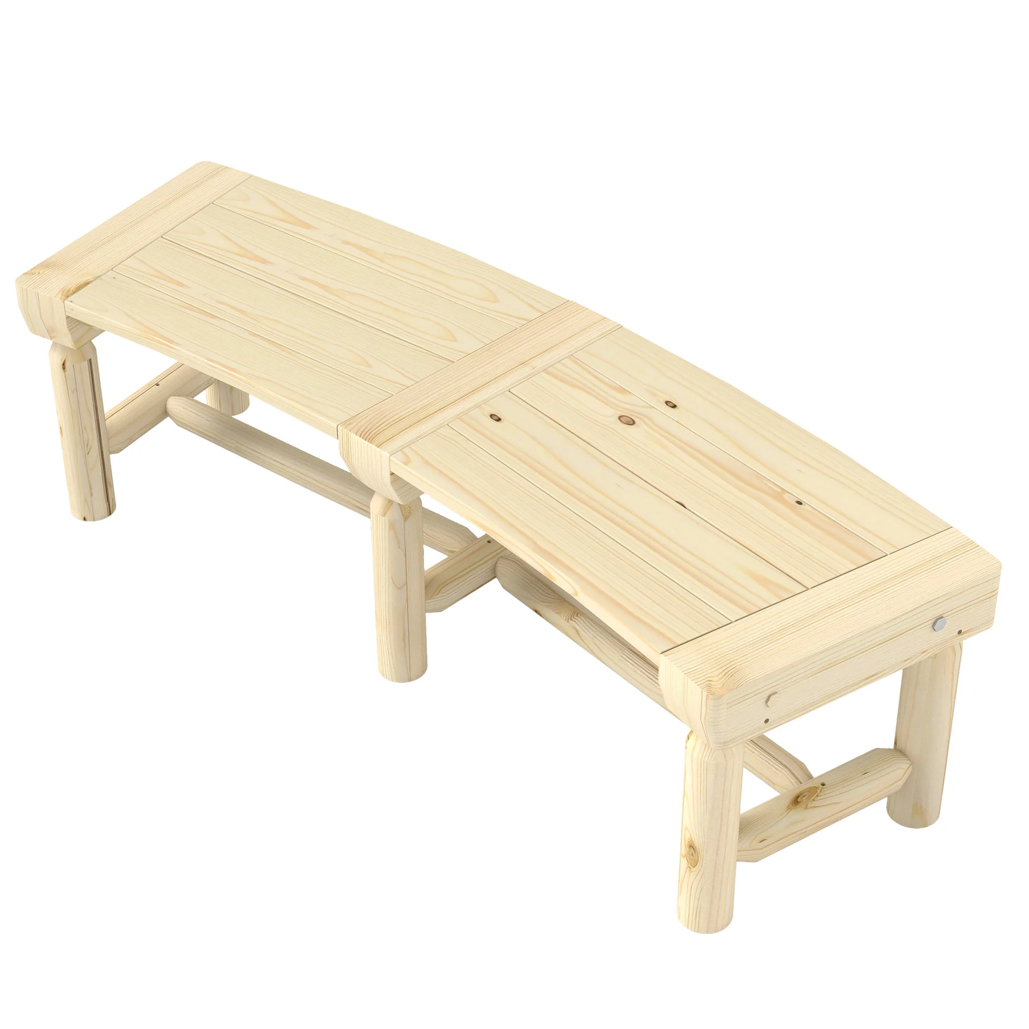 Wooden Outdoor Bench, Wrap Around Tree Bench with Slatted Seat for Yard, Garden, Natural - Image 2