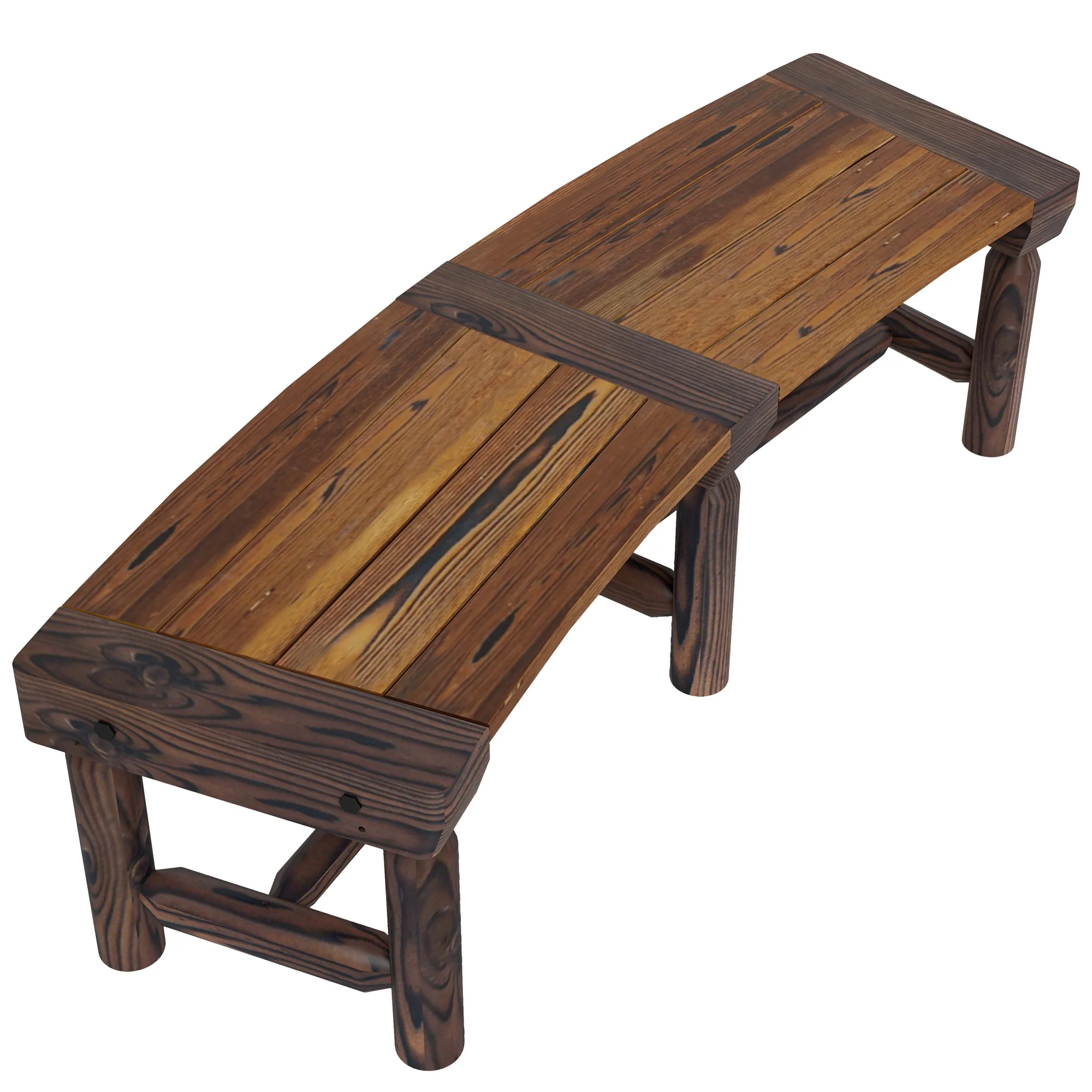 Wooden Outdoor Bench, Wrap Around Tree Bench with Slatted Seat for Yard, Garden, Brown