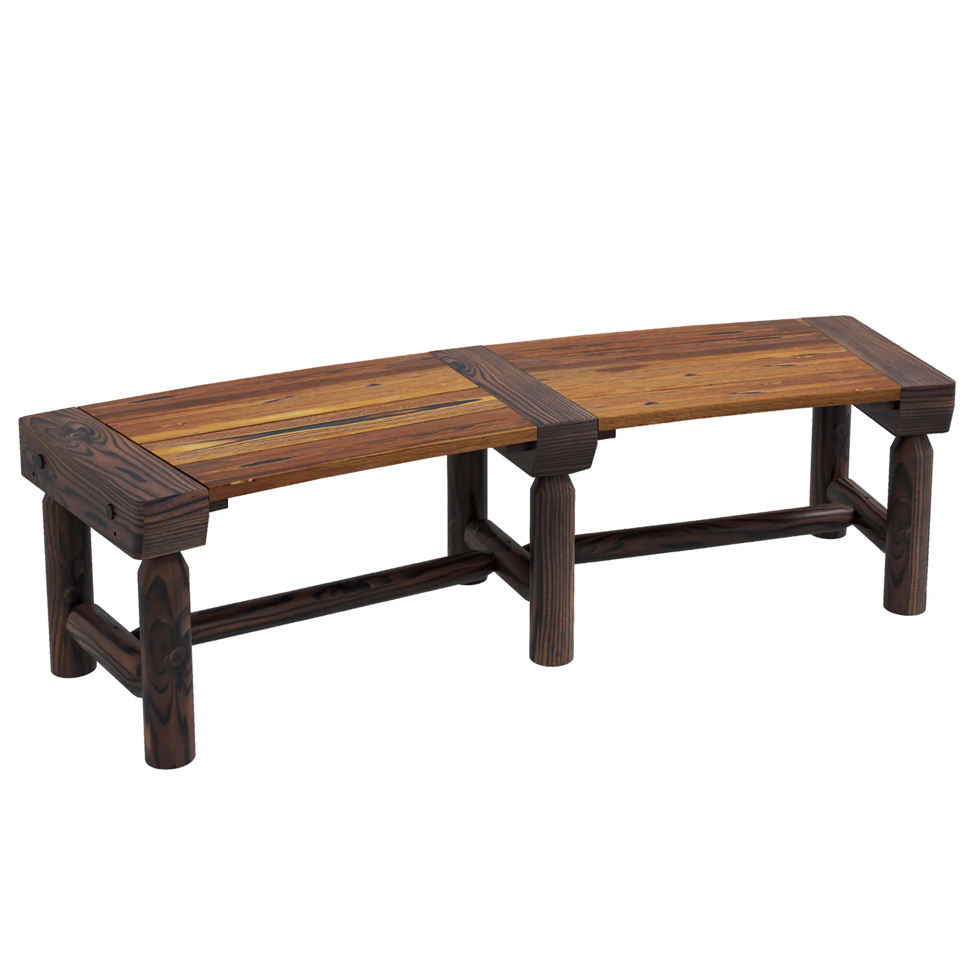 Wooden Outdoor Bench, Wrap Around Tree Bench with Slatted Seat for Yard, Garden, Brown - Image 12
