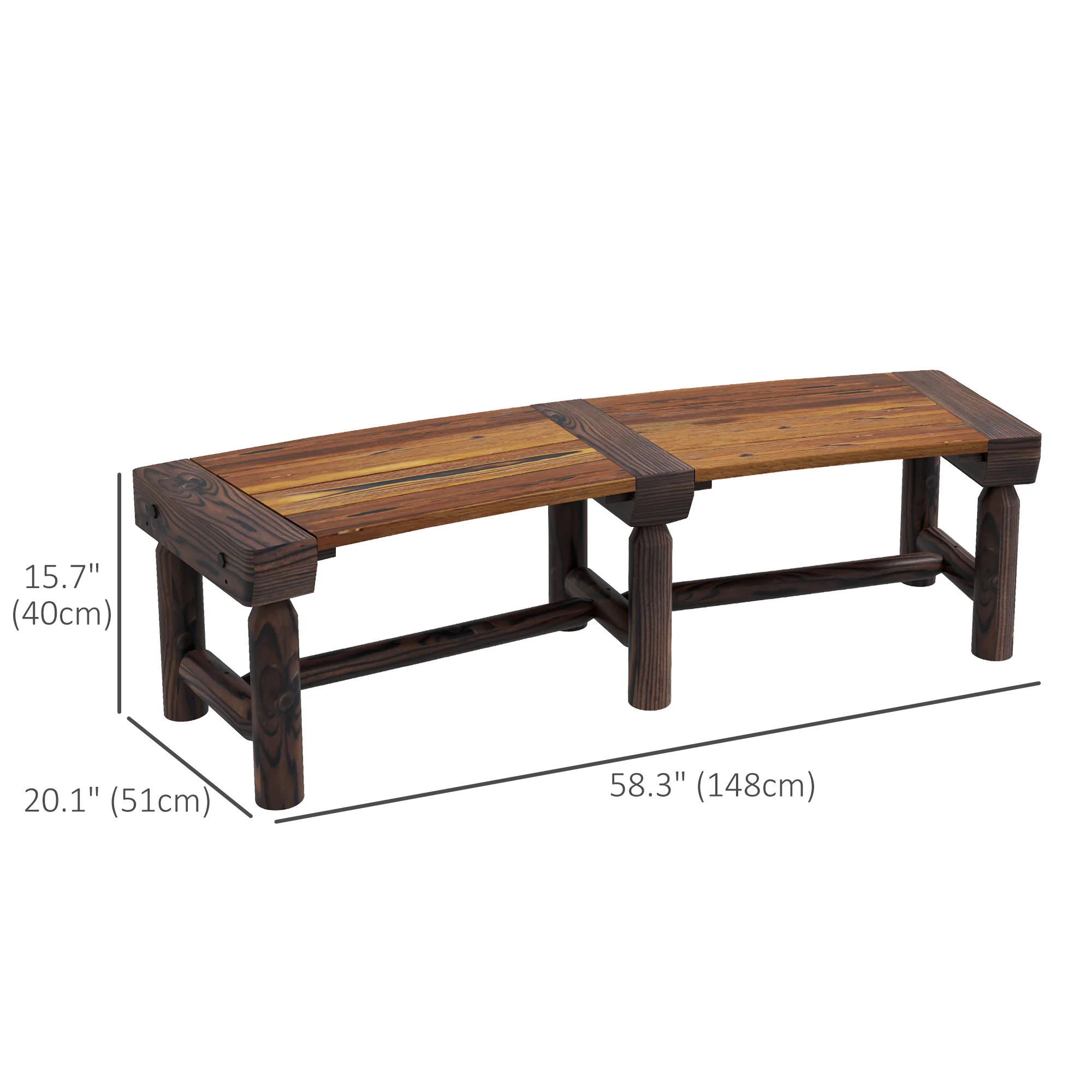 Wooden Outdoor Bench, Wrap Around Tree Bench with Slatted Seat for Yard, Garden, Brown - Image 5