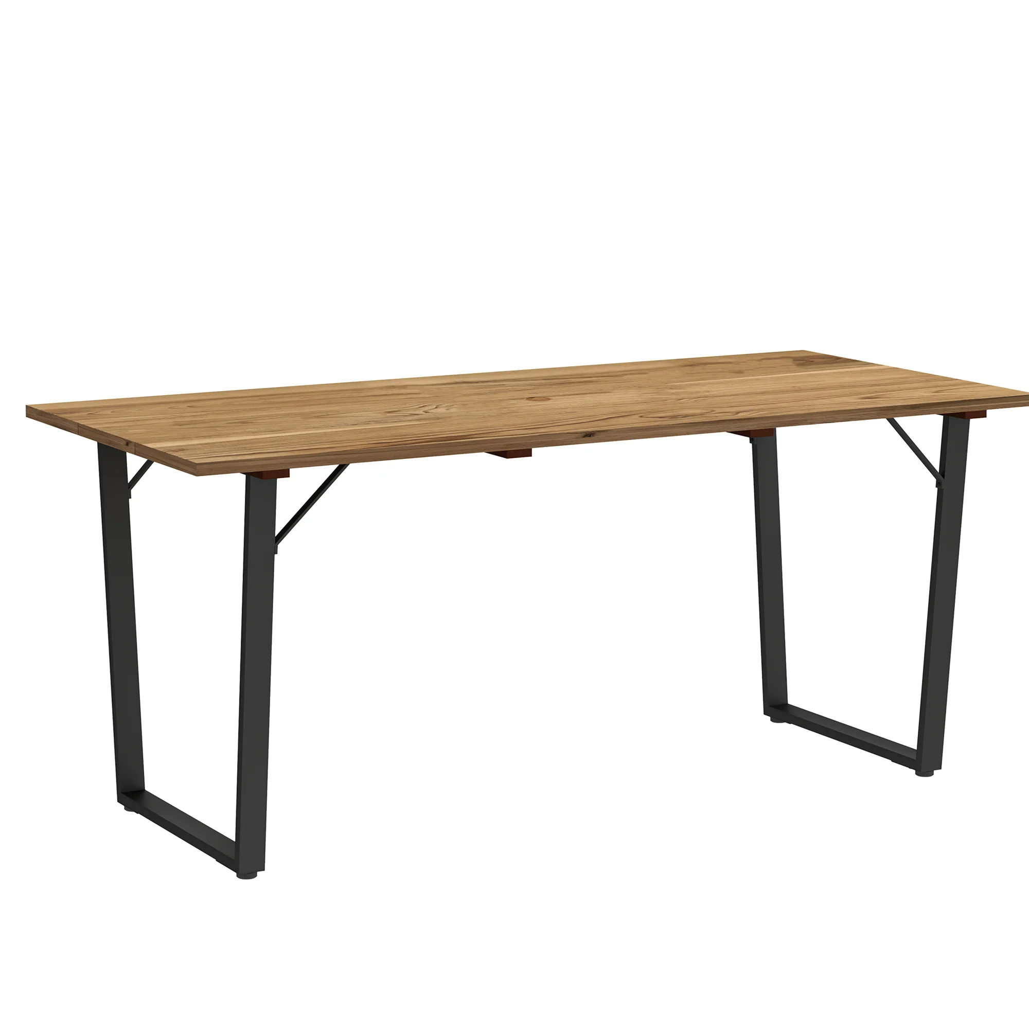 Wooden Outdoor Dining Table for 6 with 2" Umbrella Hole, Slatted Tabletop, Brown - Image 12