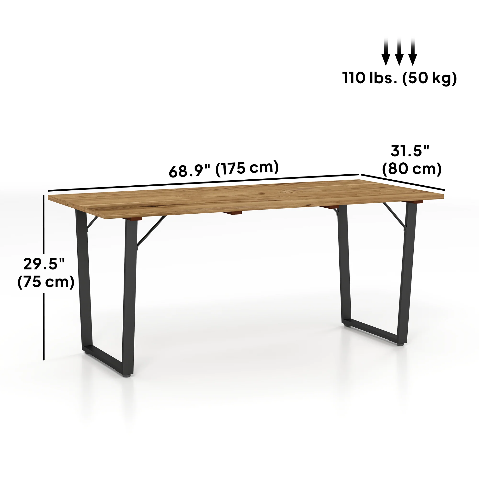 Wooden Outdoor Dining Table for 6 with 2" Umbrella Hole, Slatted Tabletop, Brown - Image 5