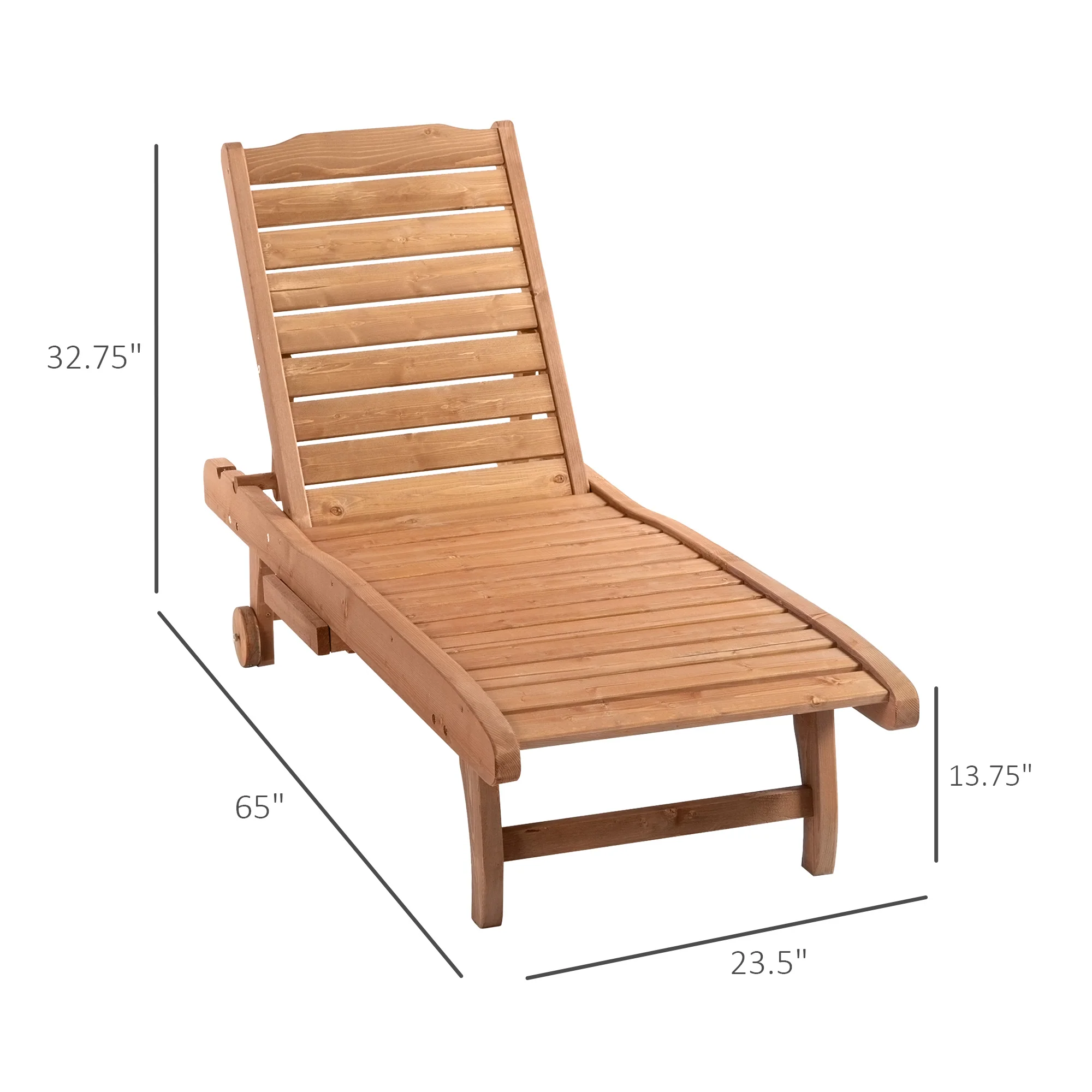 Adjustable Lounge Chair, Outdoor Patio Chaise Recliner with Pull-out Tray and 2 Wheels, Brown - Image 5