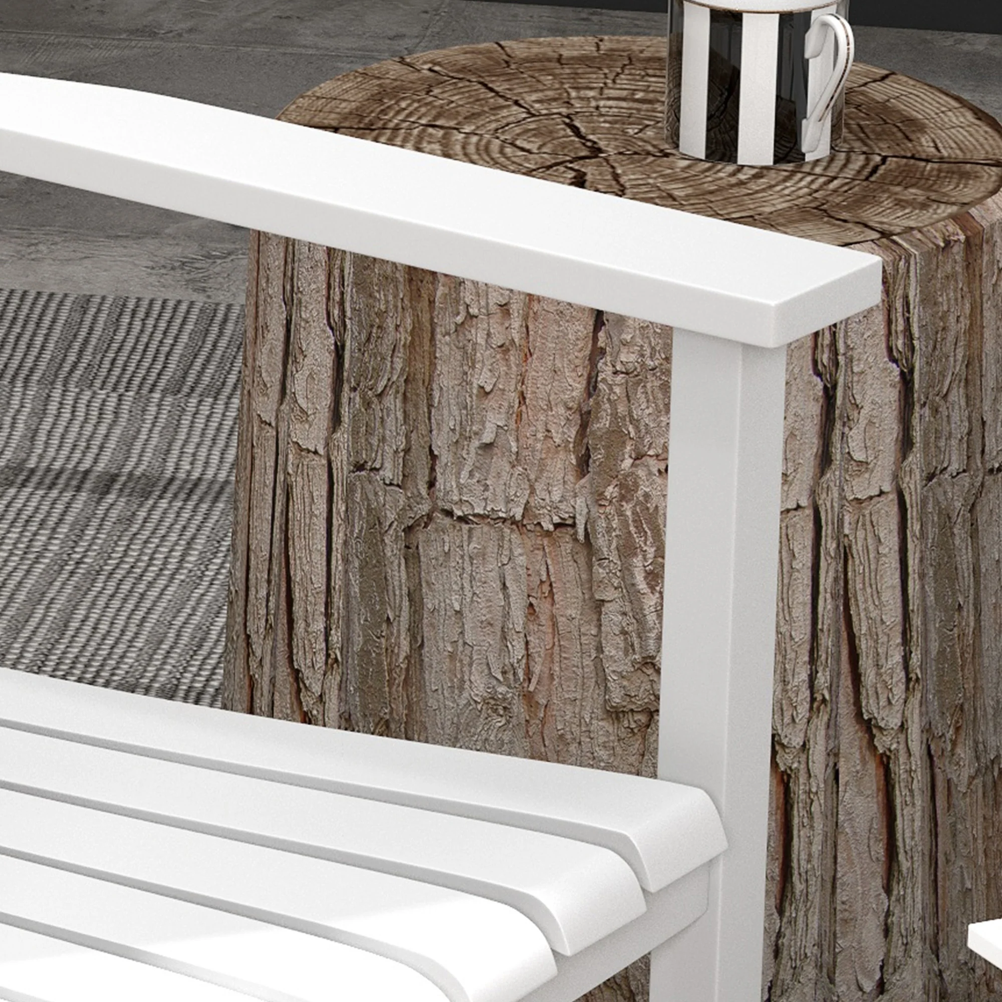 Wooden Patio Rocking Chairs Set of 2 w/ Wide Armrests, High Back for Garden, Balcony, White - Image 11