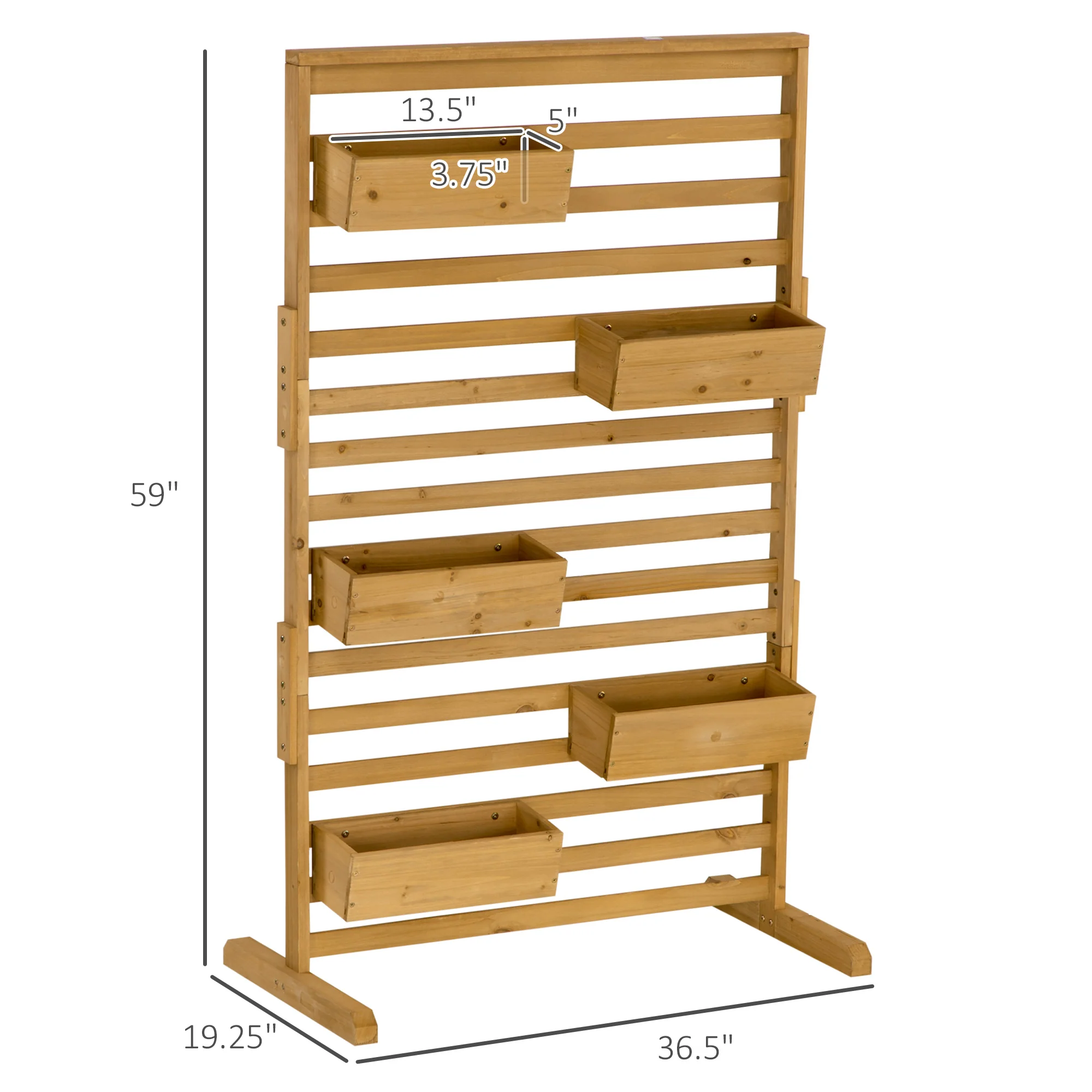 Wooden Plant Trellis Stand with 5 Planter Boxes for Patio, Garden, Balcony, Porch - Image 5