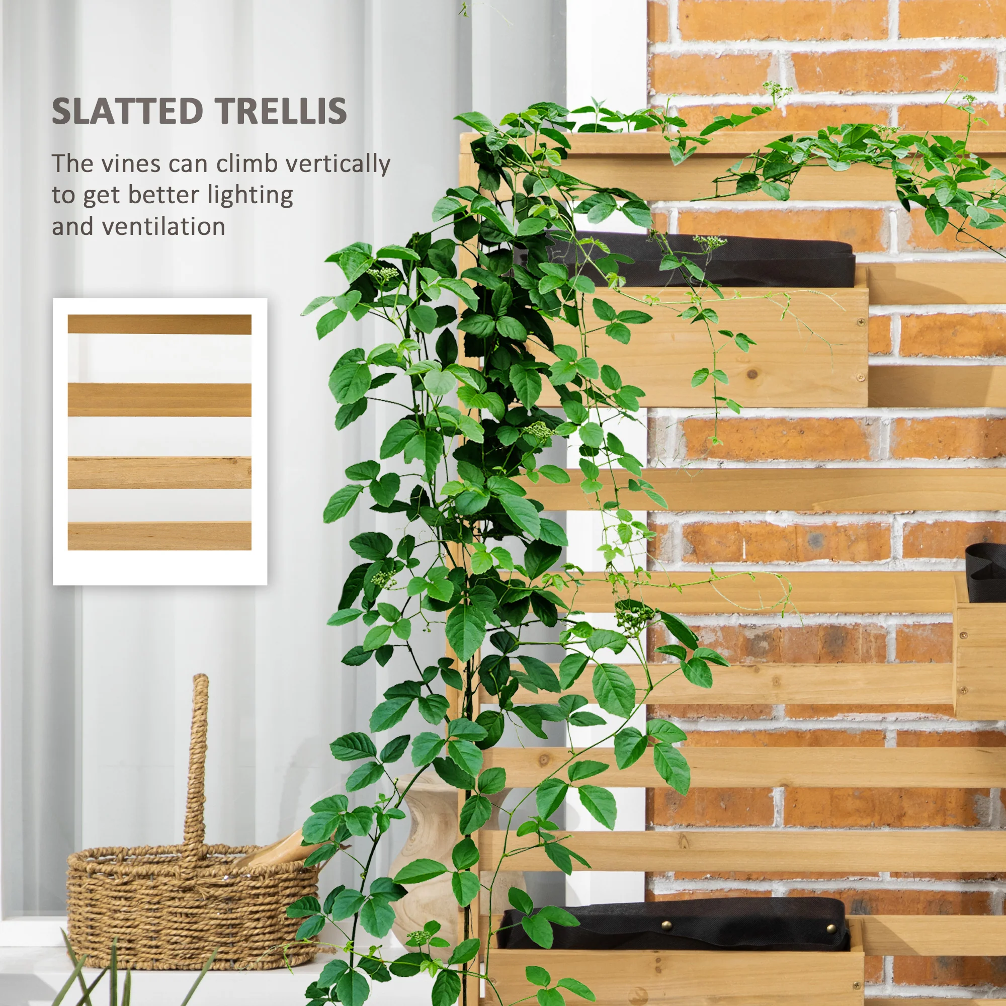 Wooden Plant Trellis Stand with 5 Planter Boxes for Patio, Garden, Balcony, Porch - Image 7