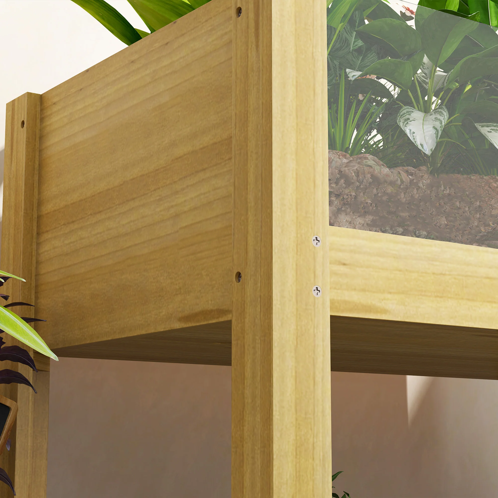 29.5" x 18.1" x 23.8" Wooden Raised Garden Bed with Acrylic Panels and Drainage Holes - Image 11