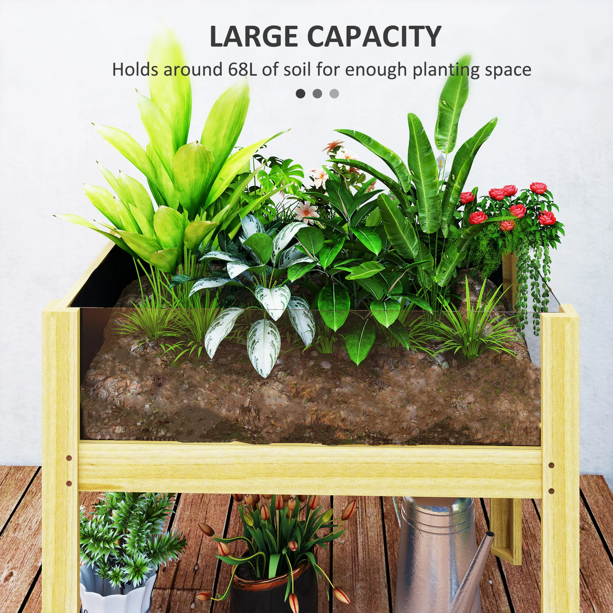29.5" x 18.1" x 23.8" Wooden Raised Garden Bed with Acrylic Panels and Drainage Holes - Image 6