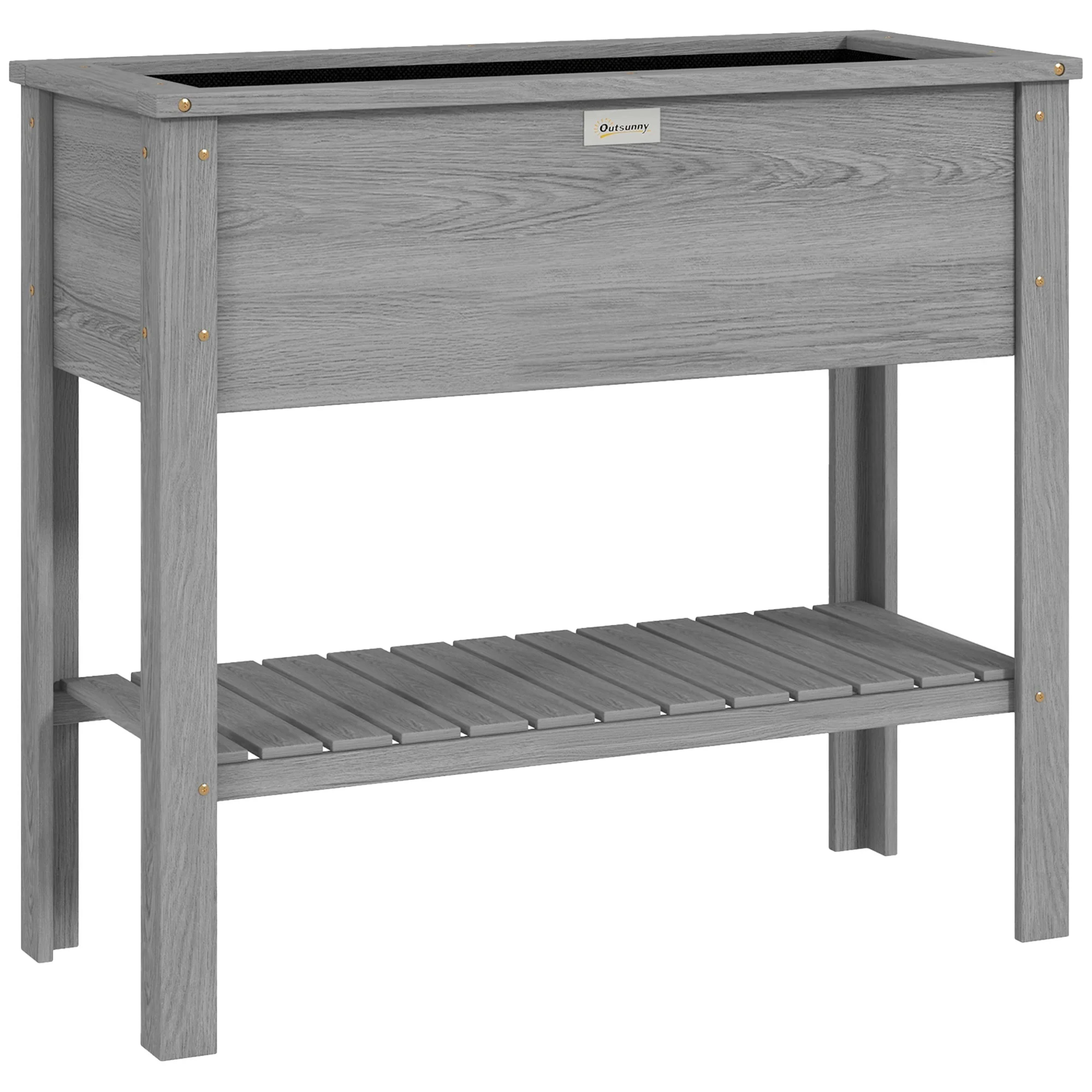 Wooden Raised Garden Bed Standing Elevated Planter Box with Storage Shelf for Flowers, Vegetables, and Herbs, 36" x 16" x 32", Grey - Image 12