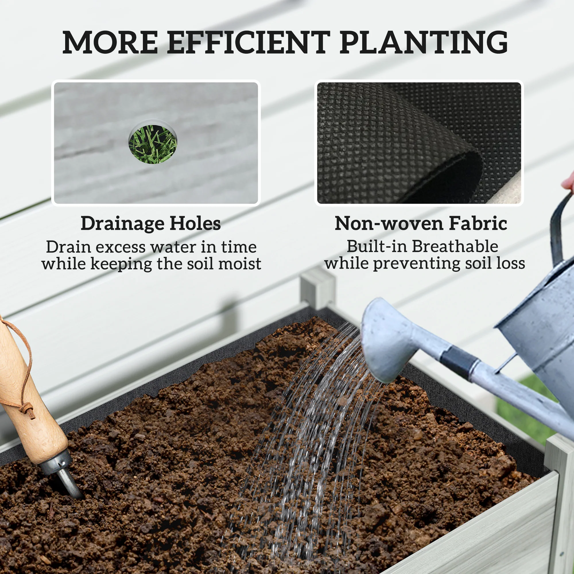 Wooden Raised Garden Bed with Liner & Drain Holes, 45.3"x21.7"x31.5", Grey - Image 8
