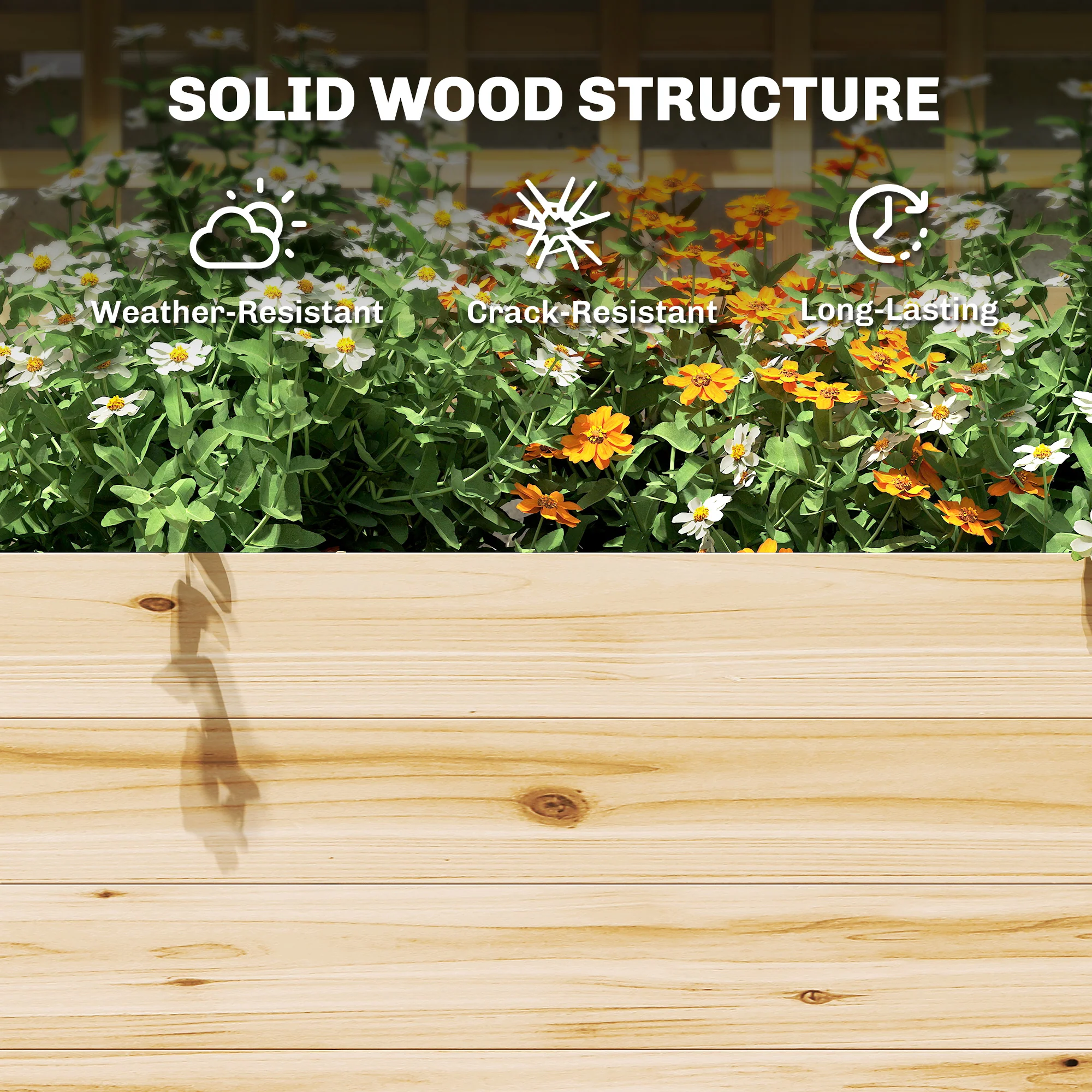 Raised Garden Bed with Trellis, Roof and 2 Shelves, Natural - Image 10