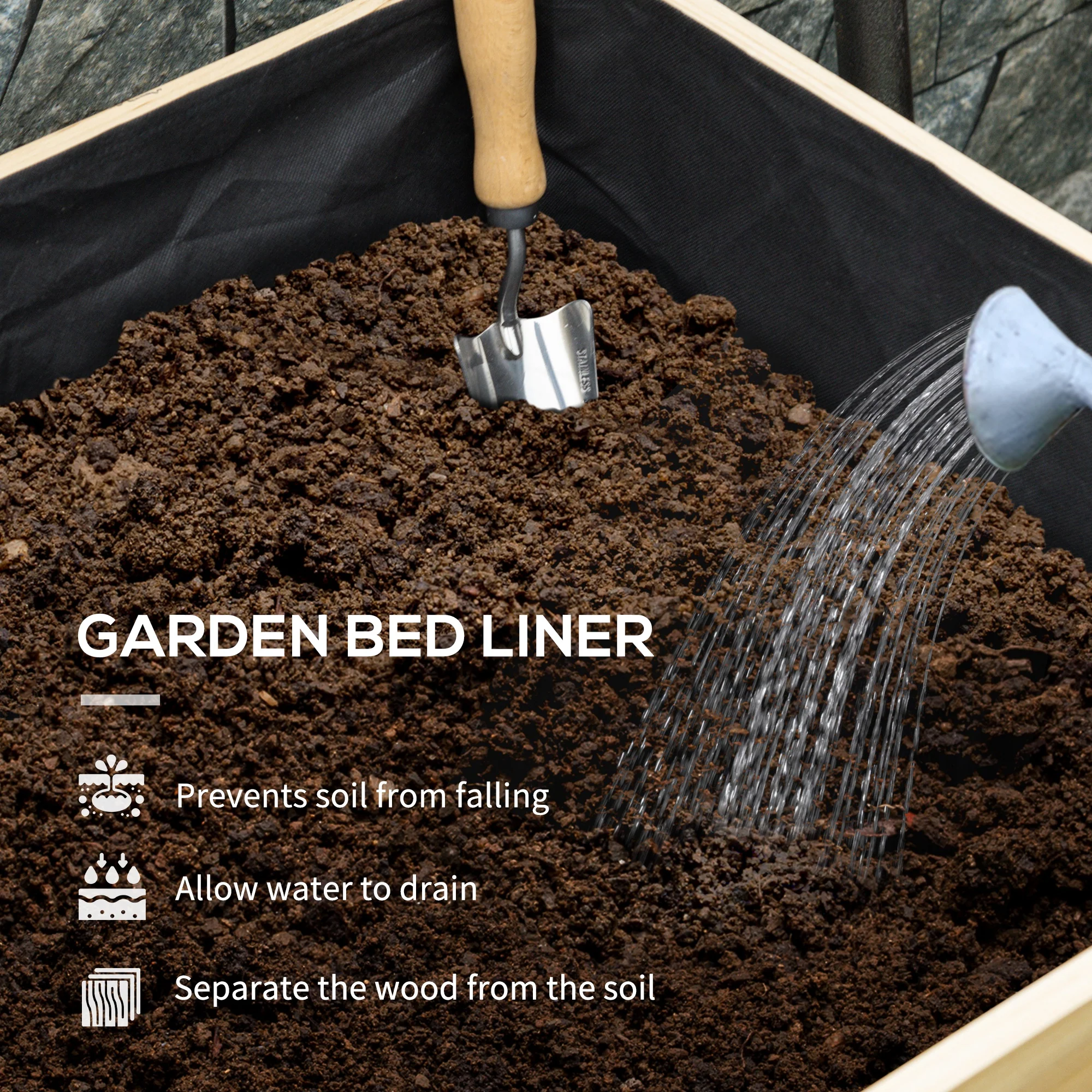 Wooden Raised Planter with Plastic Greenhouse Cover and Bed Liner, 115 x 60 x 165cm, Clear - Image 7