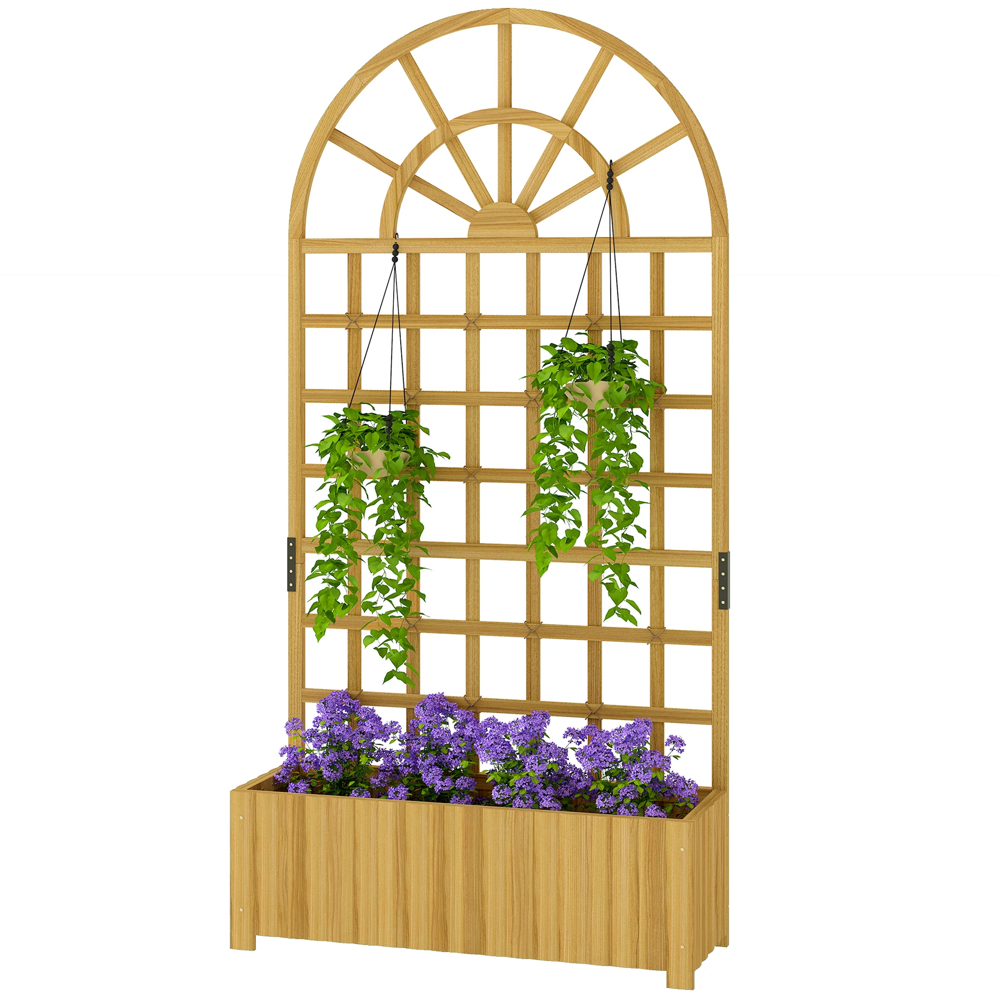 Wooden Raised Planter with Trellis, 90 x 30 x 180 cm - Image 2