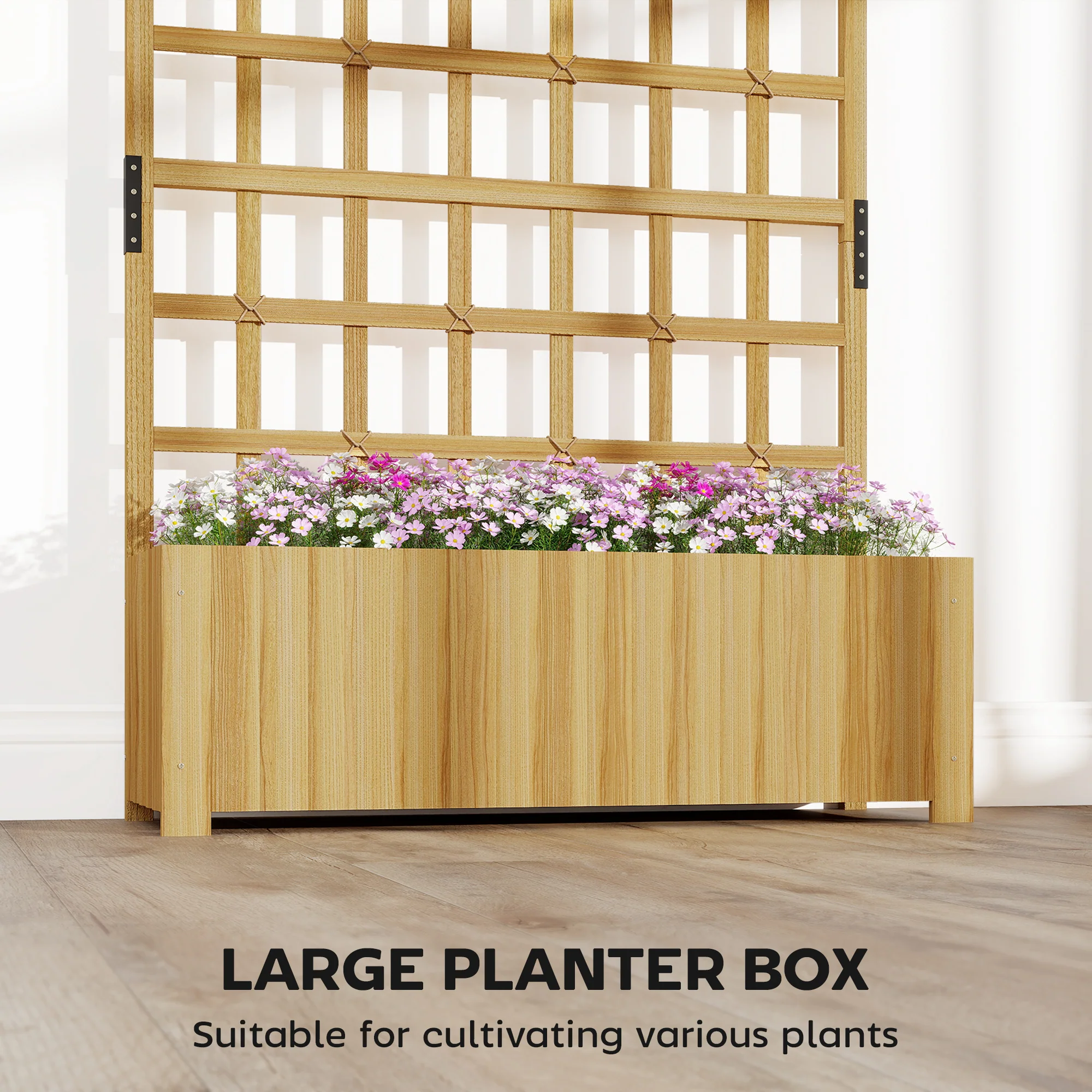 Wooden Raised Planter with Trellis, 90 x 30 x 180 cm - Image 7