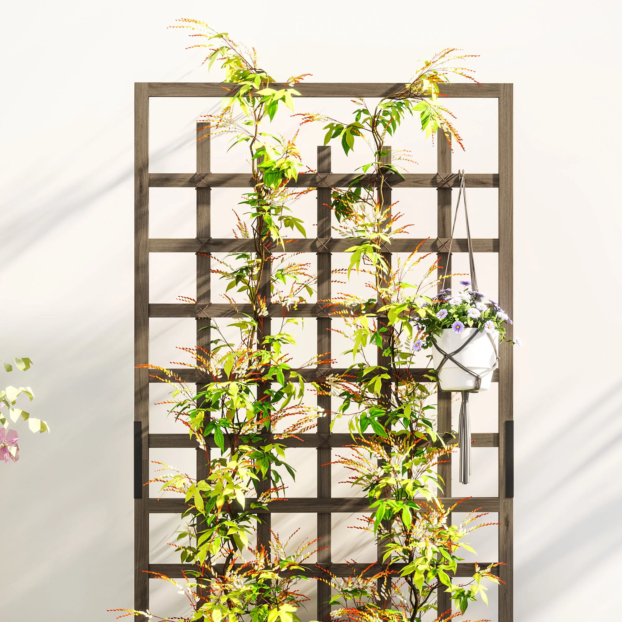 Wooden Trellis Planter, Privacy Screen Planter Box to Grow Vegetables, Herbs and Flowers , Brown - Image 11