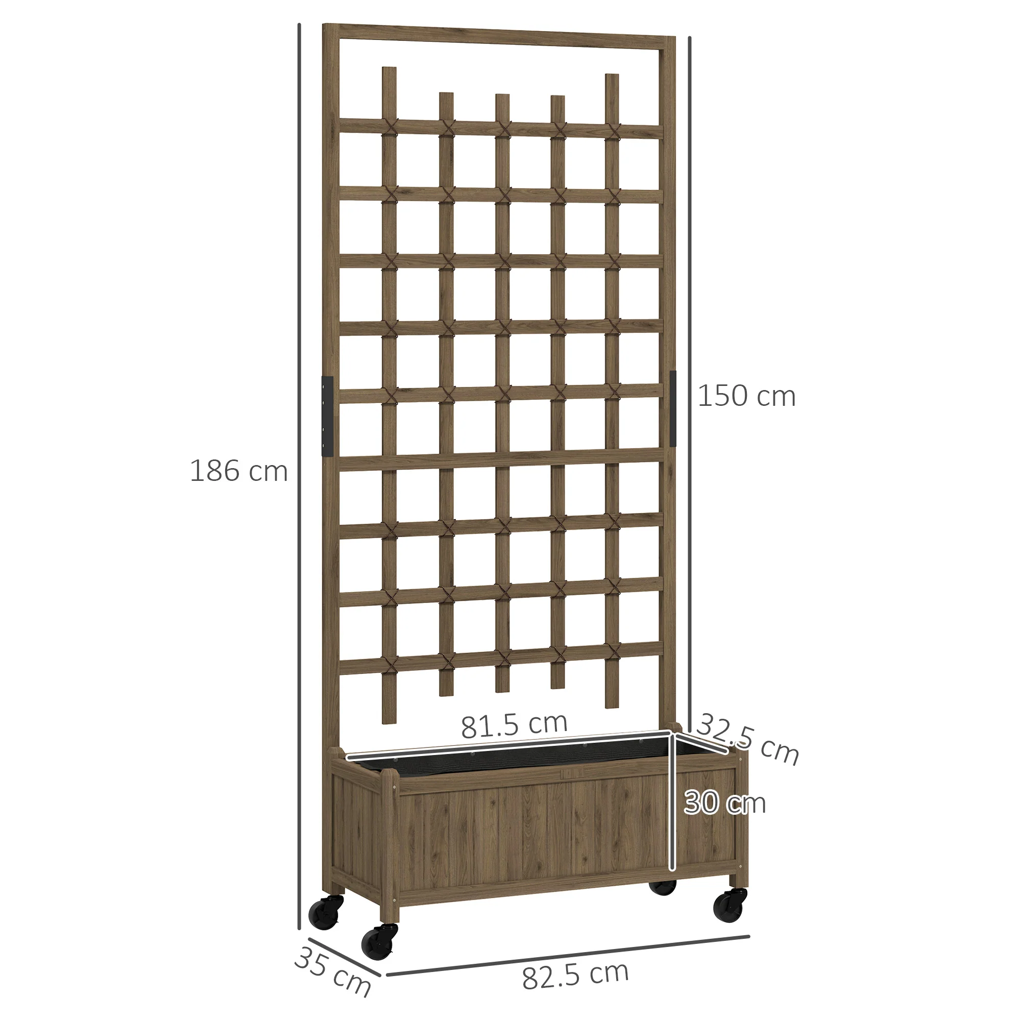 Wooden Trellis Planter, Privacy Screen Planter Box to Grow Vegetables, Herbs and Flowers , Brown - Image 5
