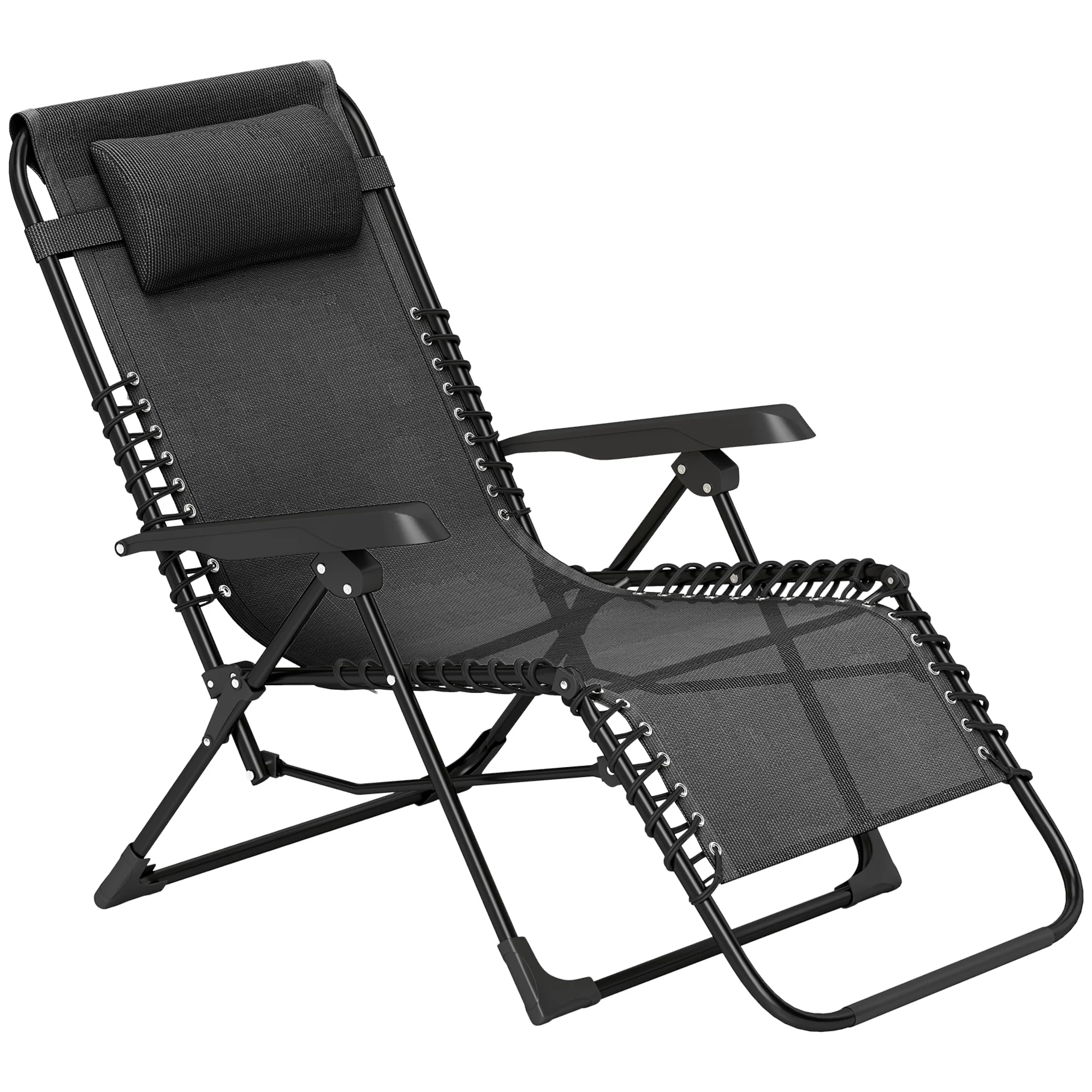 Zero Gravity Chair with 5-Position Backrest and Headrest, Black - Image 2